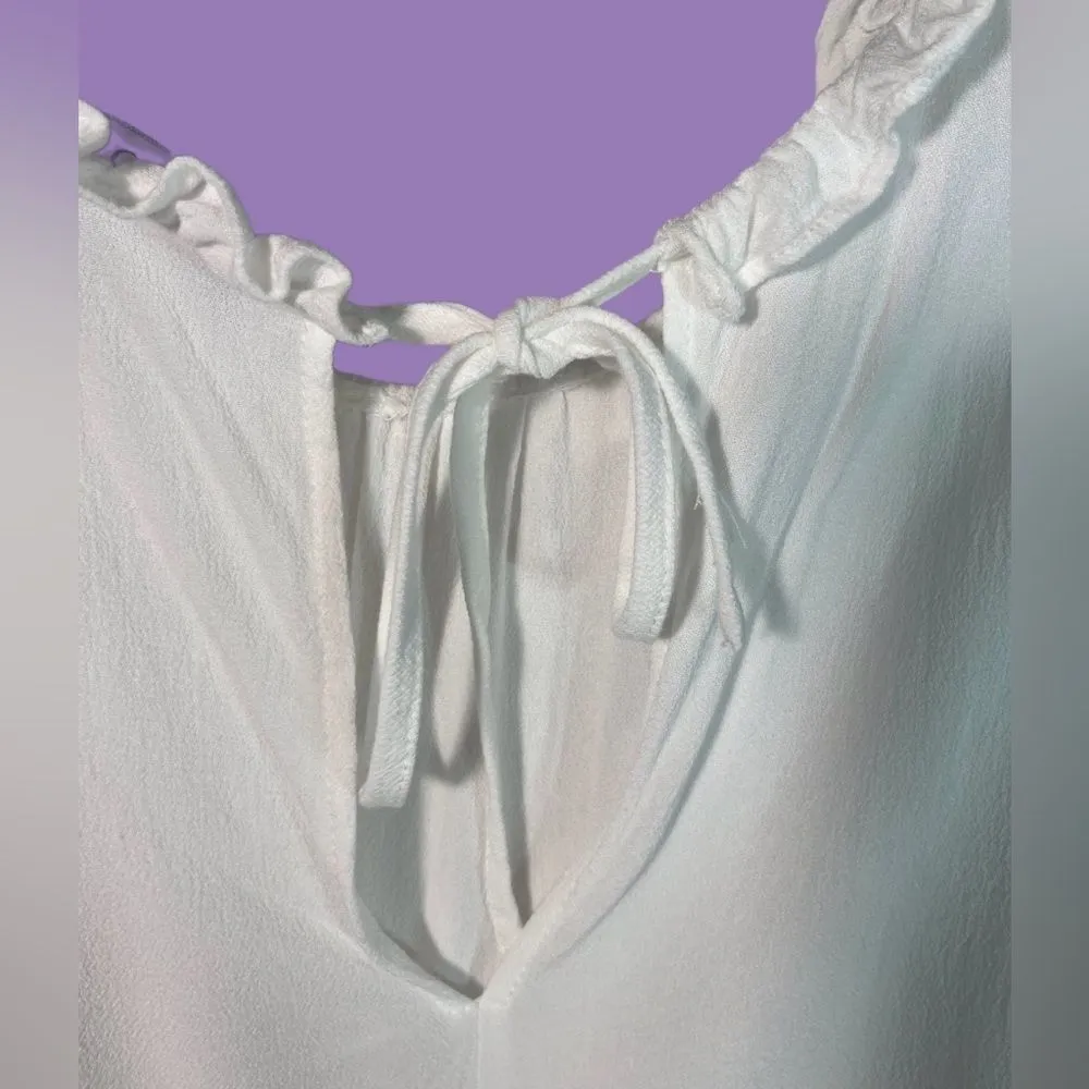 ELOQUII sleeveless RUFFLE NECK WHITE blouse - Image 4