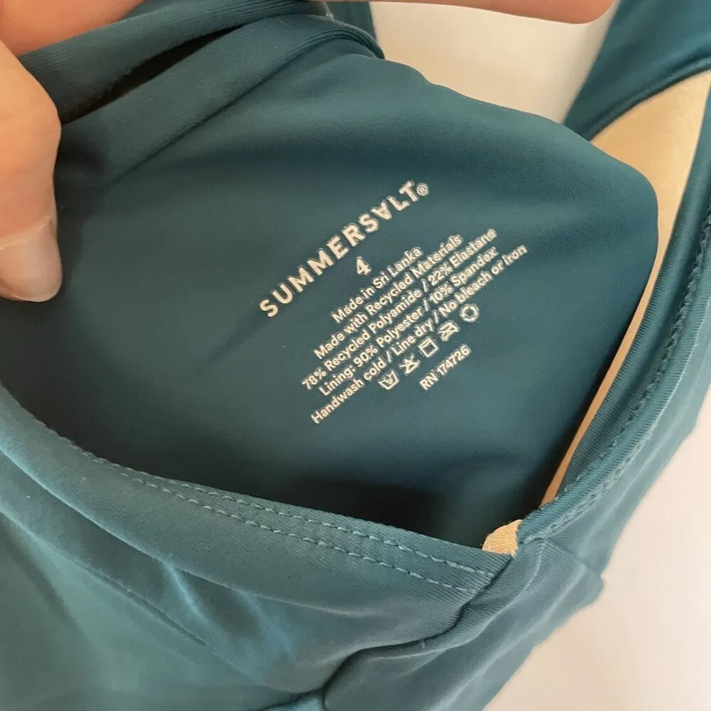 Summersalt turquoise green one piece swimsuit halter neckline women's size 4 - Image 4