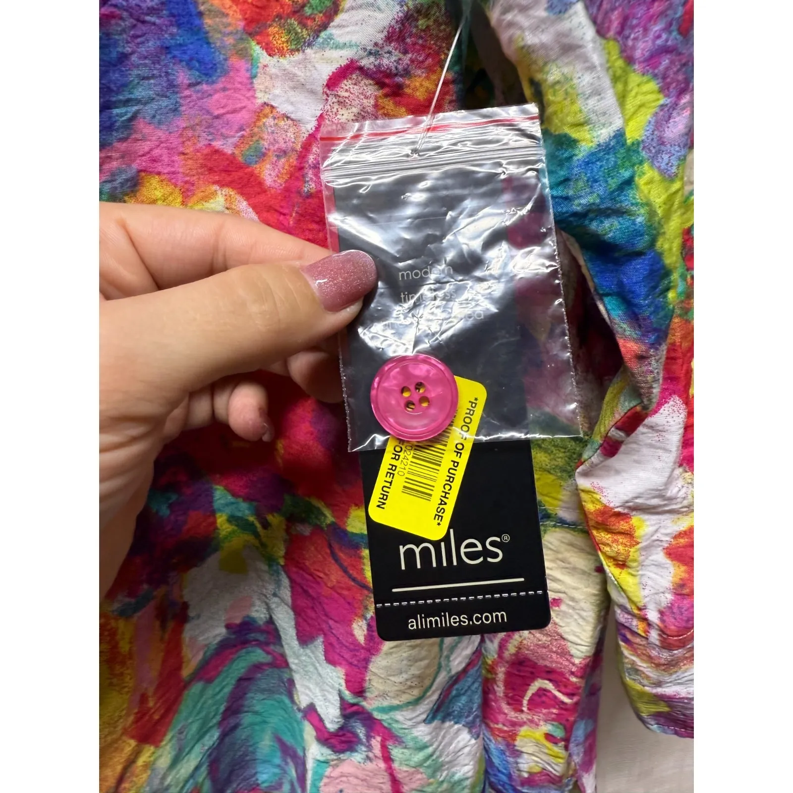 Ali Miles Button Up Tunic Top 3X Artsy Colorful 3/4 Sleeve Wire Collar Lagenlook Size undefined - Image 5