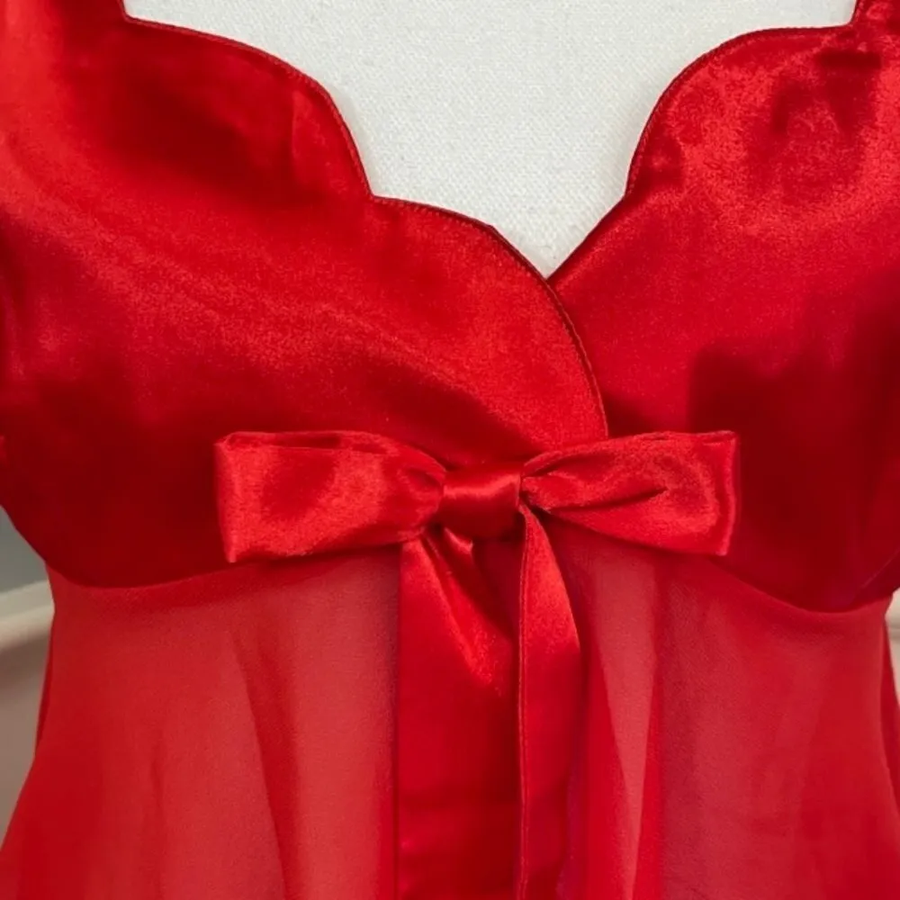 Victoria's Secret Babydoll Mini Slip Dress Sheer Sexy Fairy Red Medium - Image 3