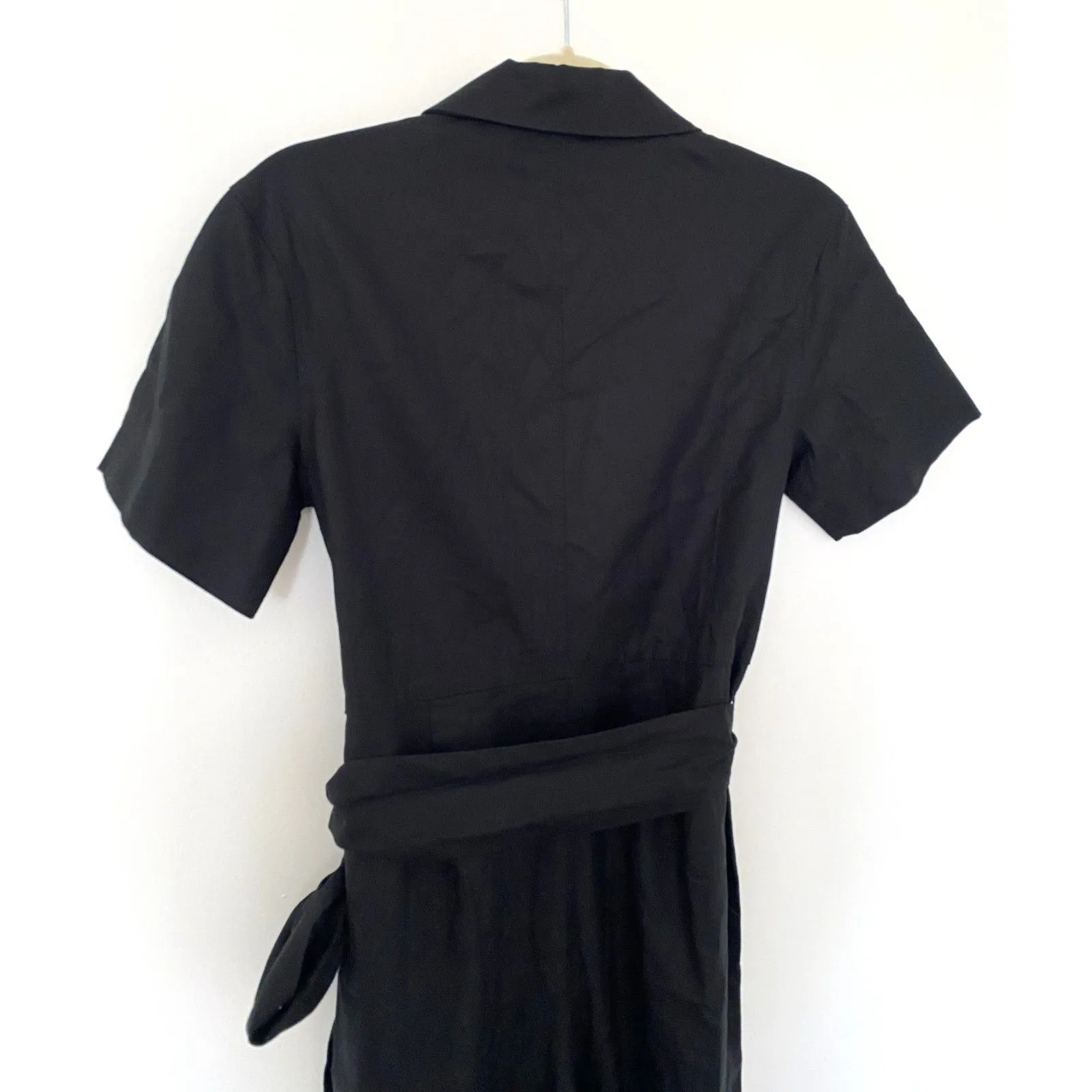 Banana Republic Factory Black Wide Leg Belted Button Up Collared Jumpsuit Sz XSP - Image 4