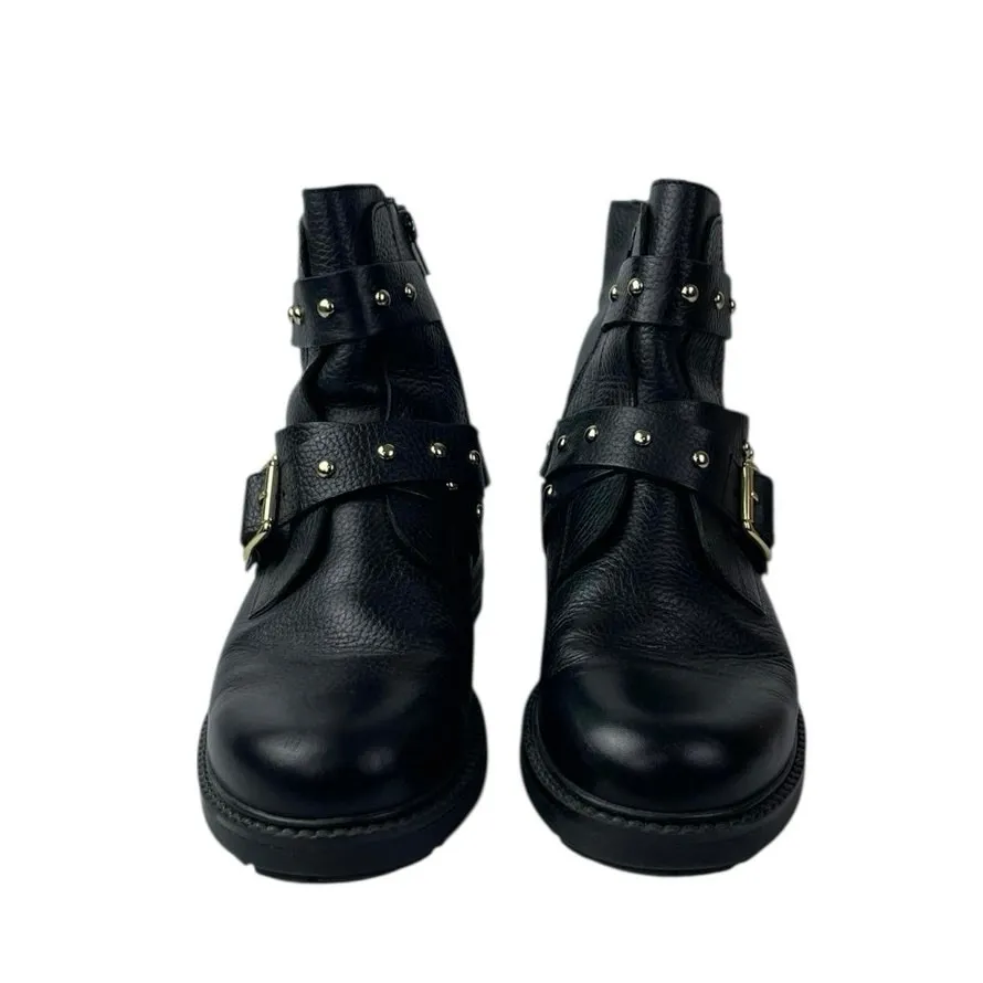 Kurt Geiger Stinger Womens Black Leather Buckle Strap Moto Biker Boots 40 US 9.5 - Image 2