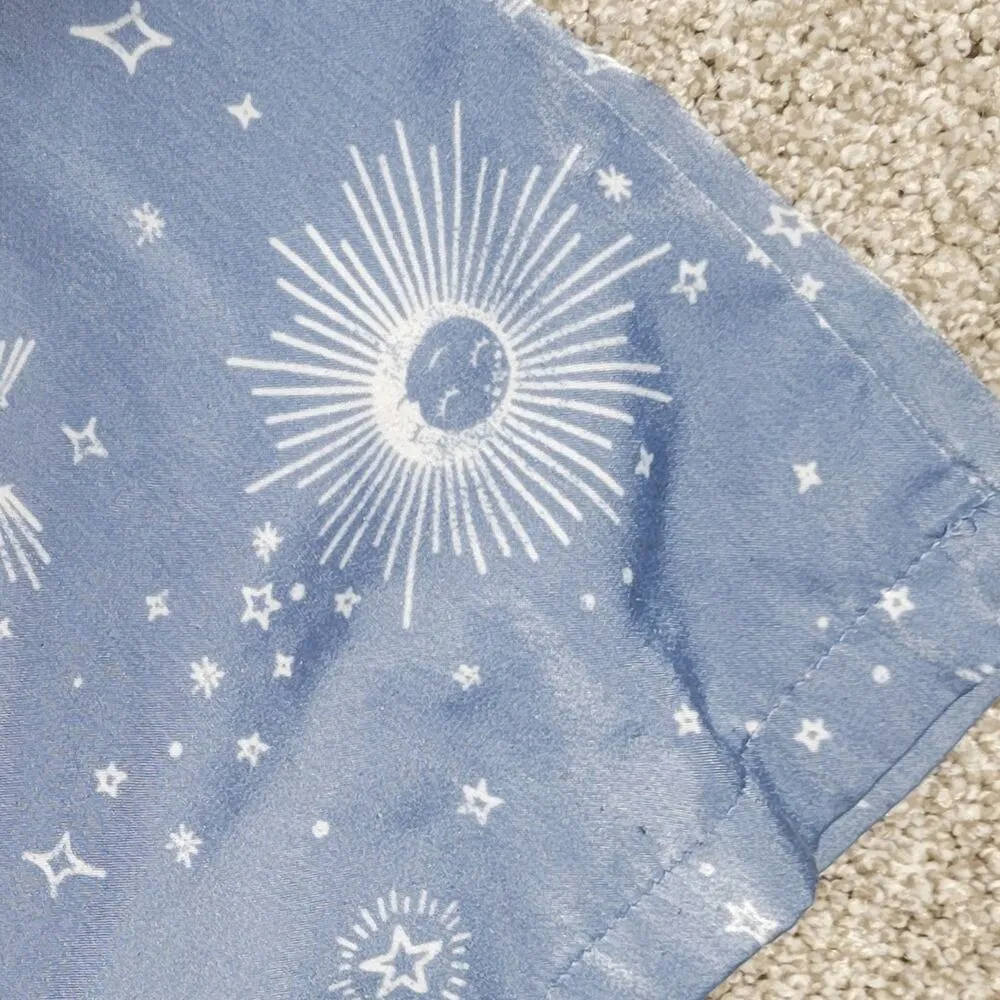 BP Celestial Pajamas Set Womens XS Blue White Sun Stars Moon Pants Button Top - Image 10