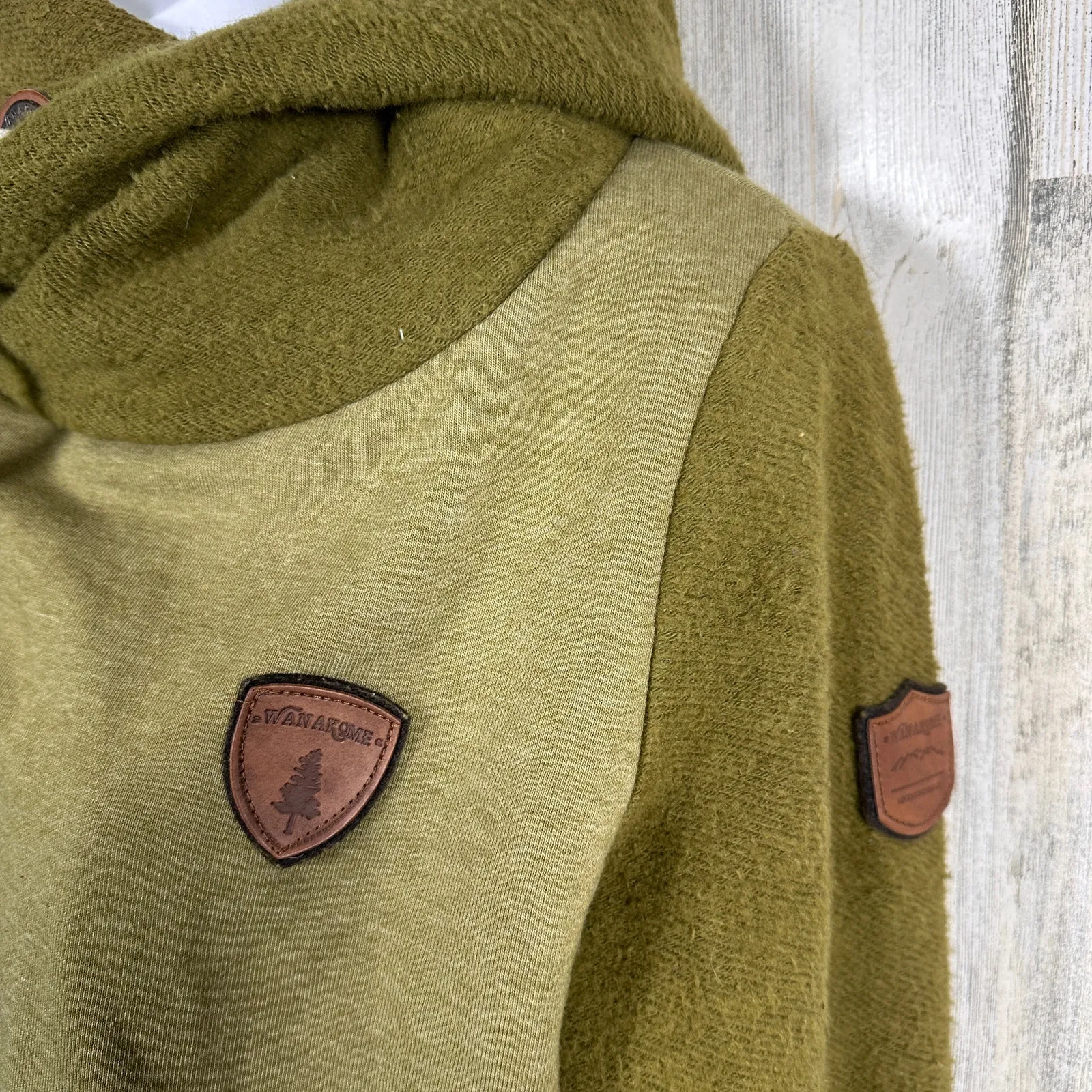 Wanakome Artemis Hoodie XS | Olive Green | Leather | Cozy Blanket | MSRP $119 - Image 6