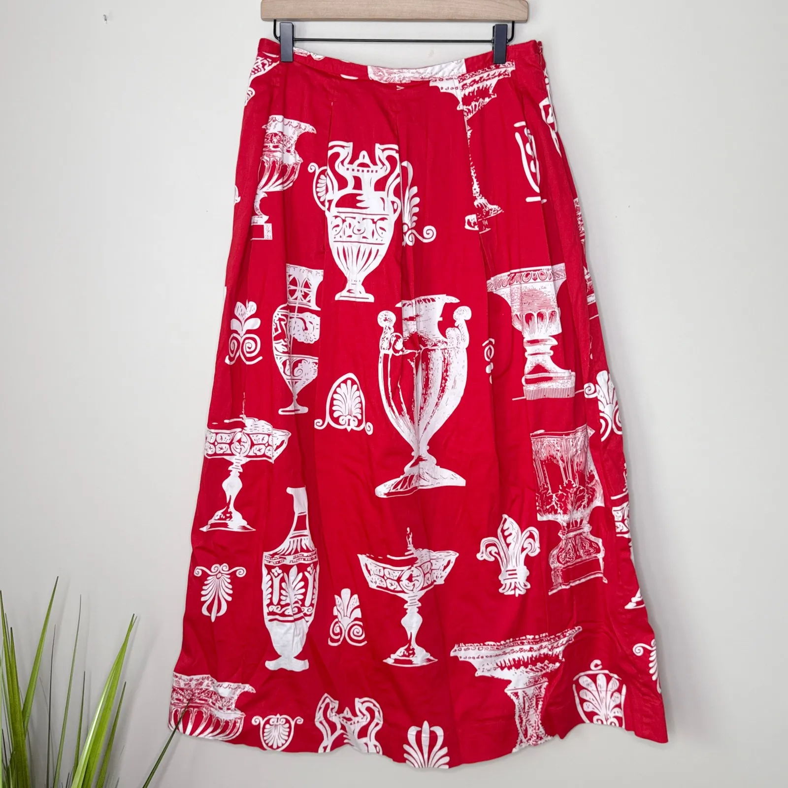 Soft Surroundings Grecian Vase Red & White Maxi Skirt‎ Medium Tall Quiet Luxury - Image 2