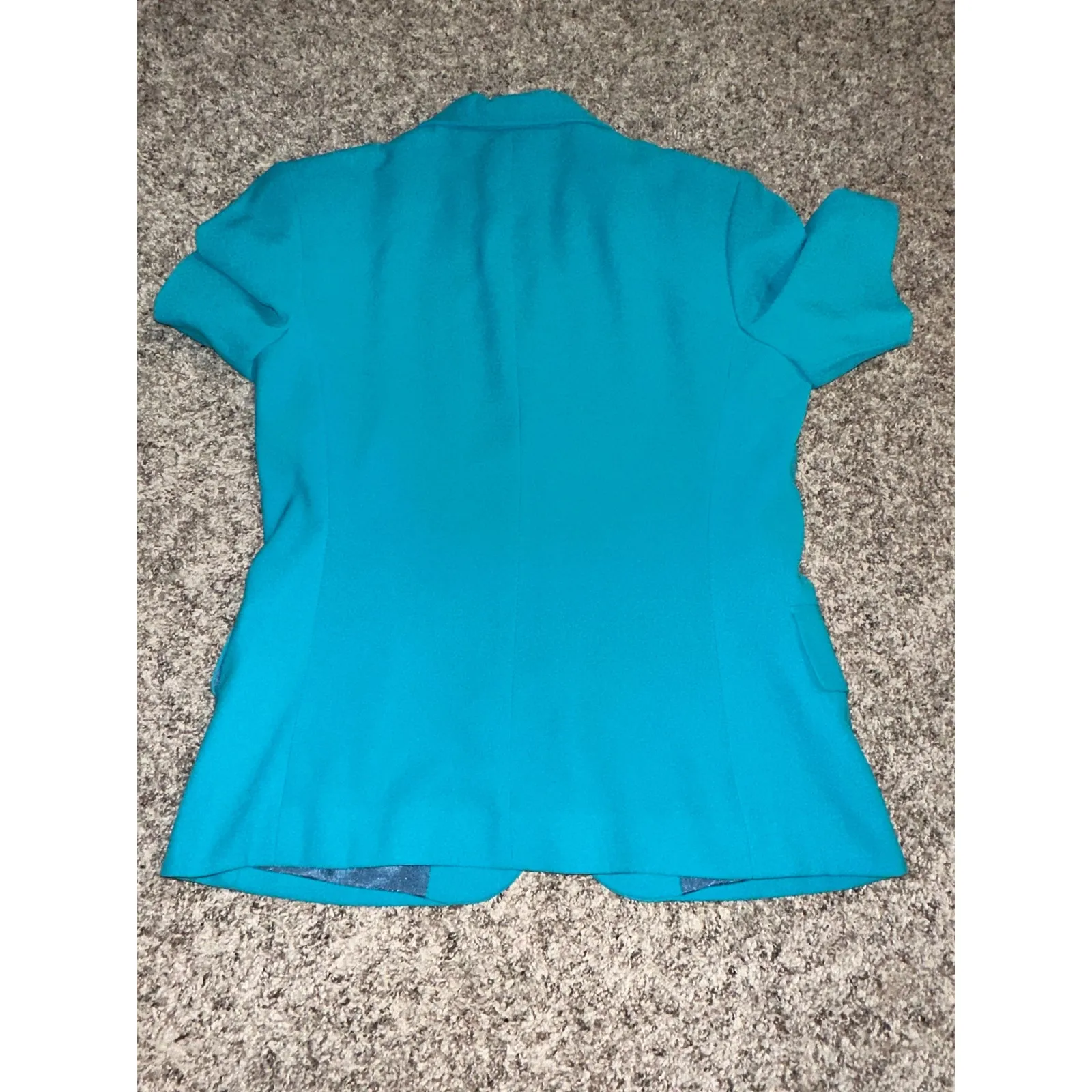 Caroll Paris Blazer Jacket Women's Short Sleeve Blue Teal Career Size T38 (US 8) - Image 6