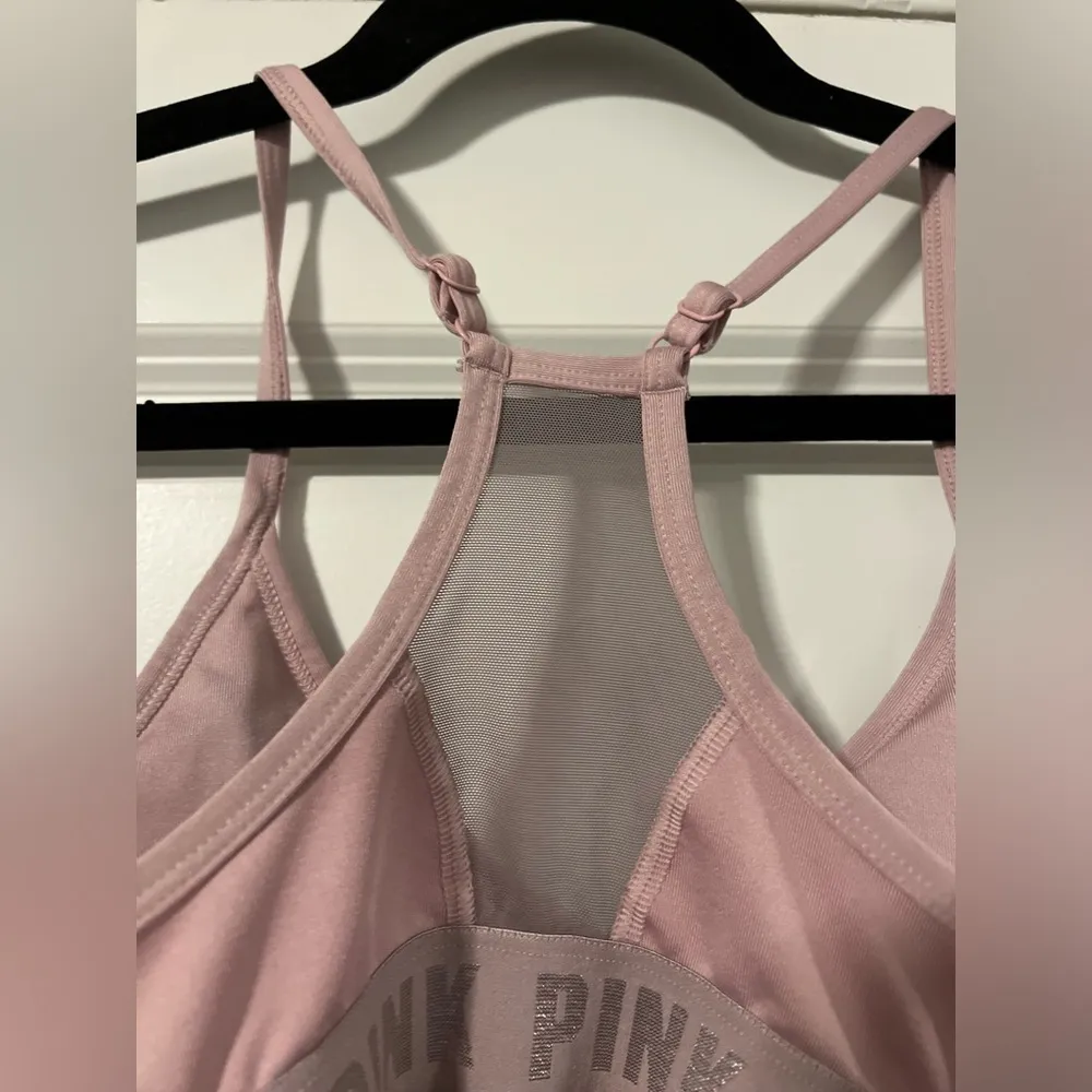 Victorias Secret Sport Bra small Active Pink Racer Back LINED Workout Logo Mesh - Image 6