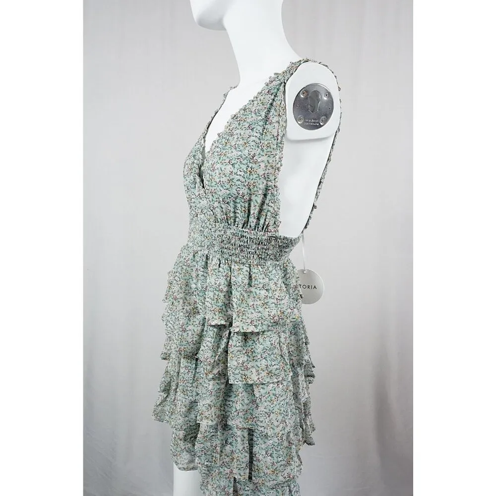 STORIA Floral Ruffle Tiered Dress Mint Green Woman's Size Small NWT! - Image 6