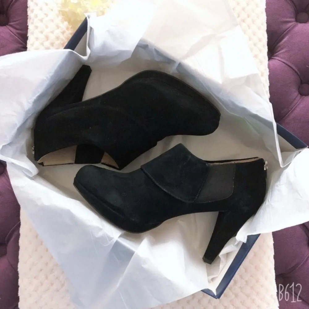 Adrienne Vittadini Ankle Boots Suede Leather Black Booties Size 9.5M New in Box - Image 9