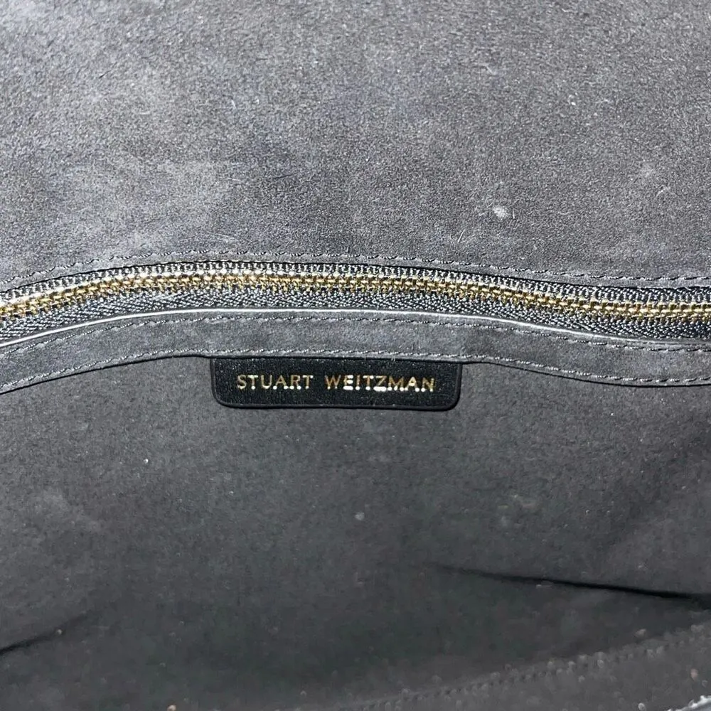 Stuart Weitzman Womens Suede‎ Detachable Strap Crossbody Bag Black - Image 5
