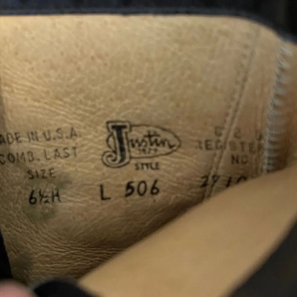 Vintage Justin Leather Lace-up Ropers Black‎ - Image 5