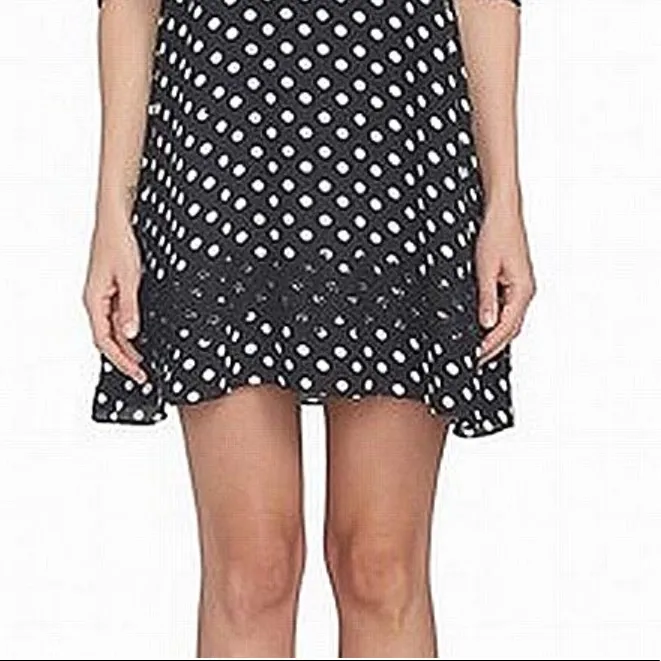 NWT CeCe X Nordstrom Crochet Lace Off The Shoulder Dress Polka Dot Lace Trim - Image 4