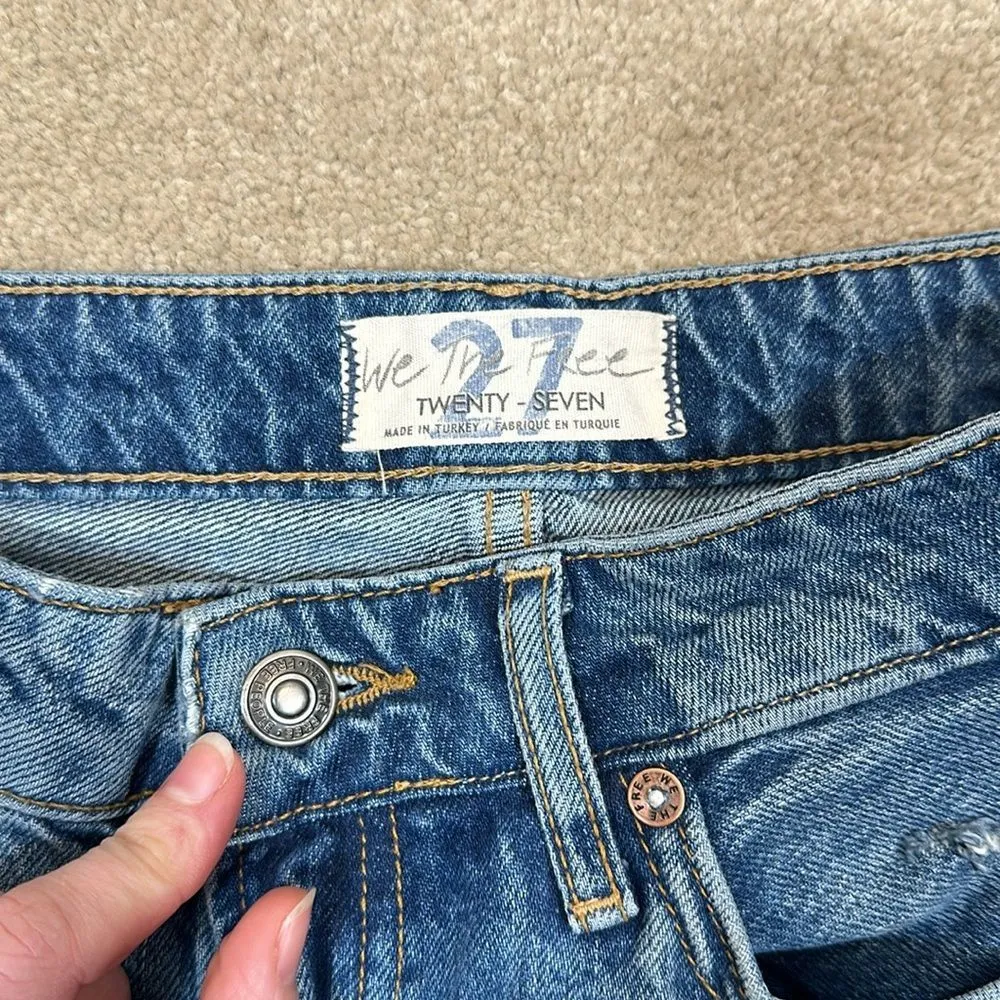 We the Free Boyfriend Distressed Ripped High Rise 100% Cotton Women Jean Size 27 - Image 6