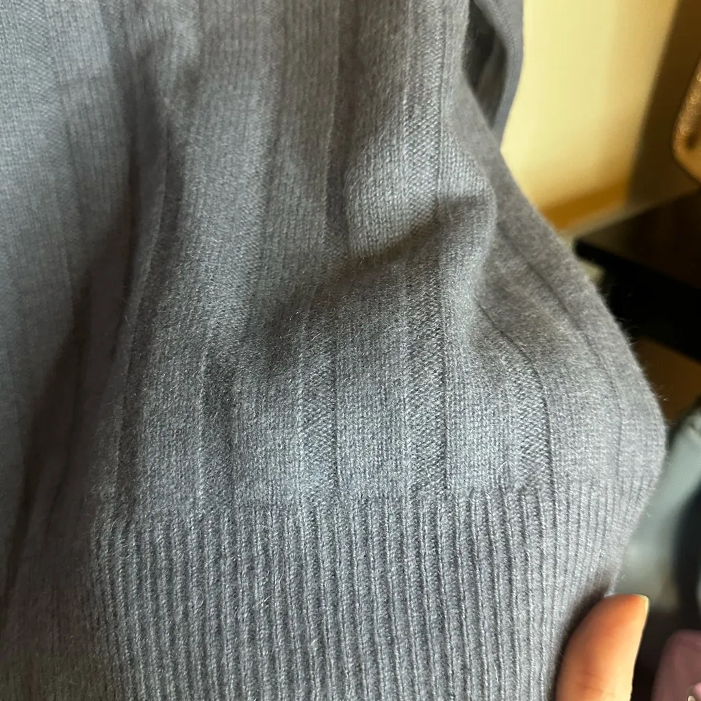 NAADAM Blue 100% Cashmere Relaxed Ribbed Turtleneck Sweater Size XS - Image 4