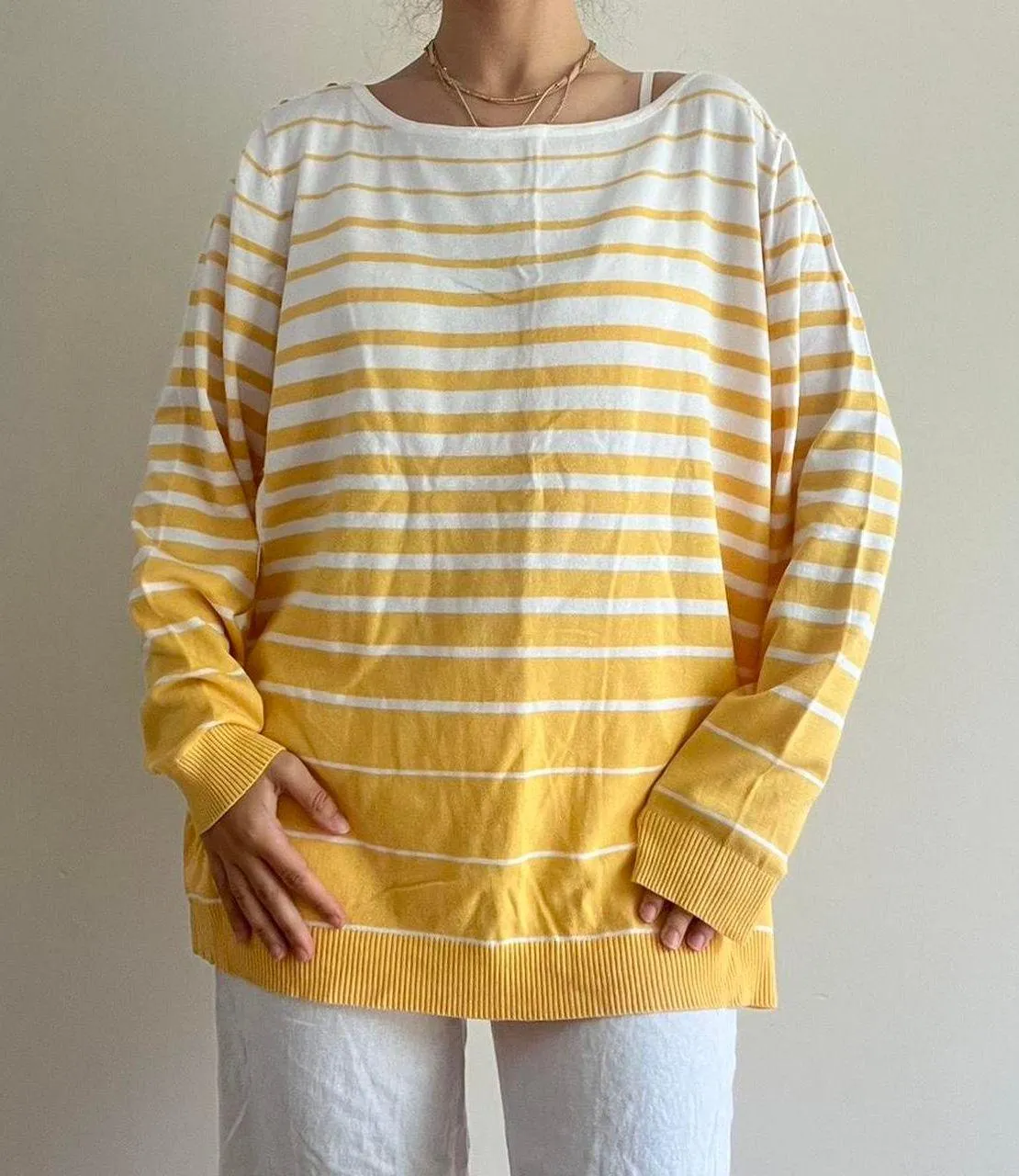 Yellow White Striped Sweater 2x - Image 4