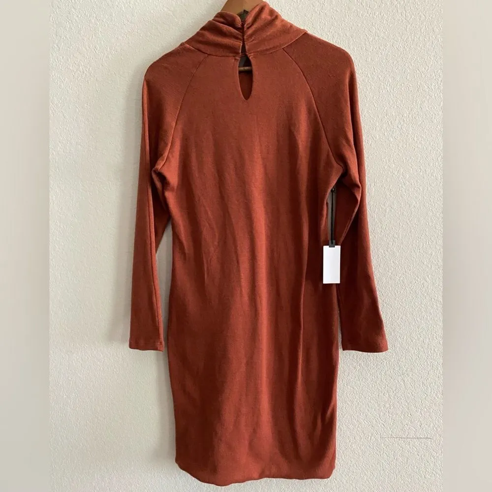 ASTR The Label Rosey Rust Wrap Neck Cutout Dress Long Sleeve Size XL Extra Large - Image 6