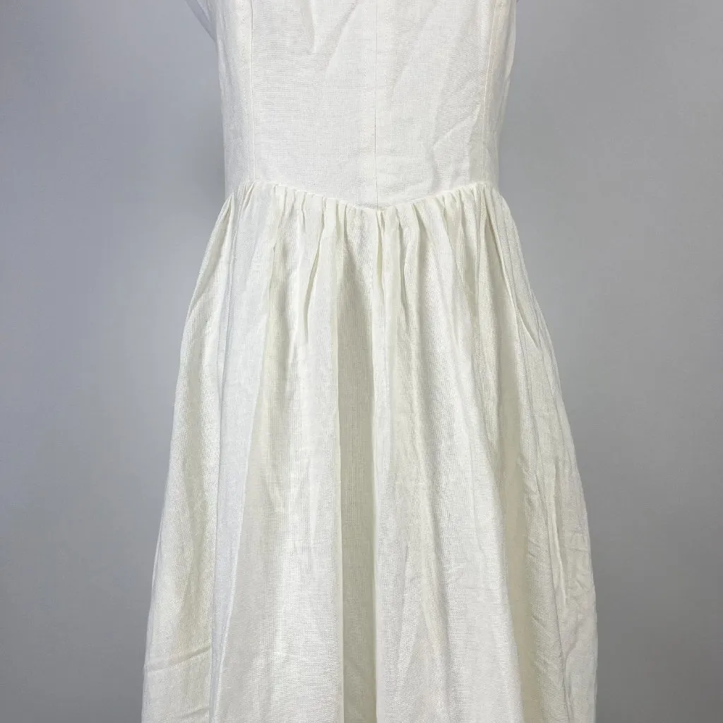 NWOT Farm Rio Stretch Linen Blend Cami Maxi Dress Size L Classic Off White - Image 6