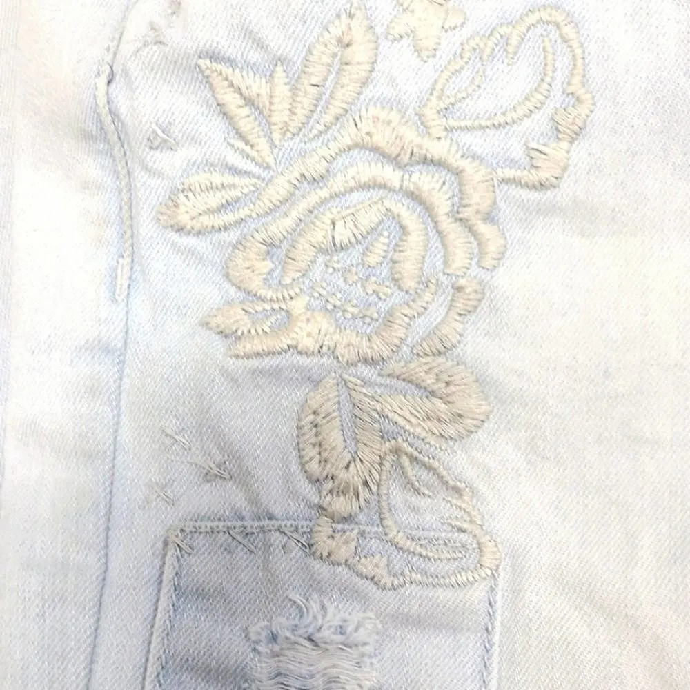 Mudd Tomboy Cropped Floral Distressed Jeans Size 15 - Image 7