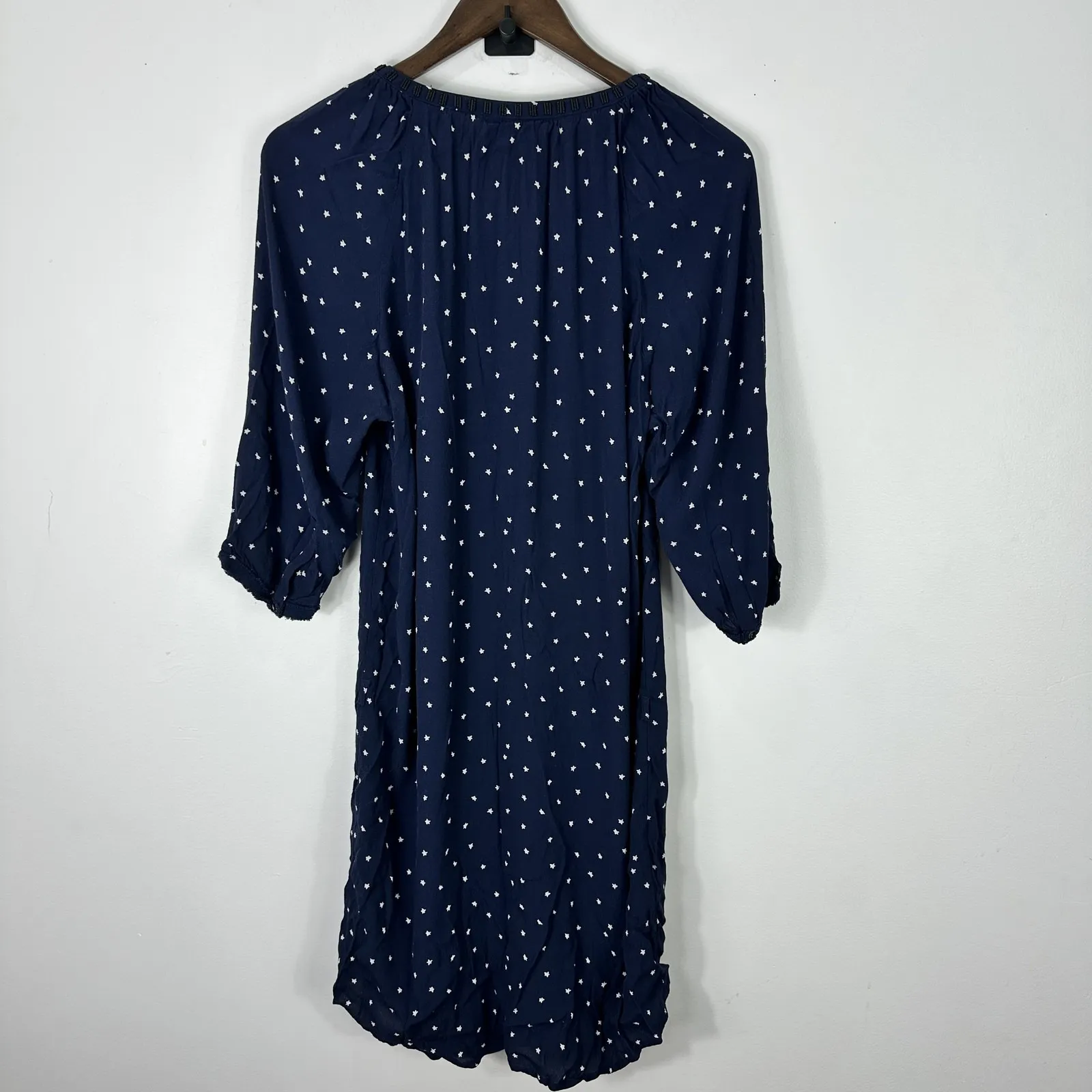 Maison Scotch Dress Womens Large‎ Blue White Star Print Boho Midi Pioneer Preppy - Image 9