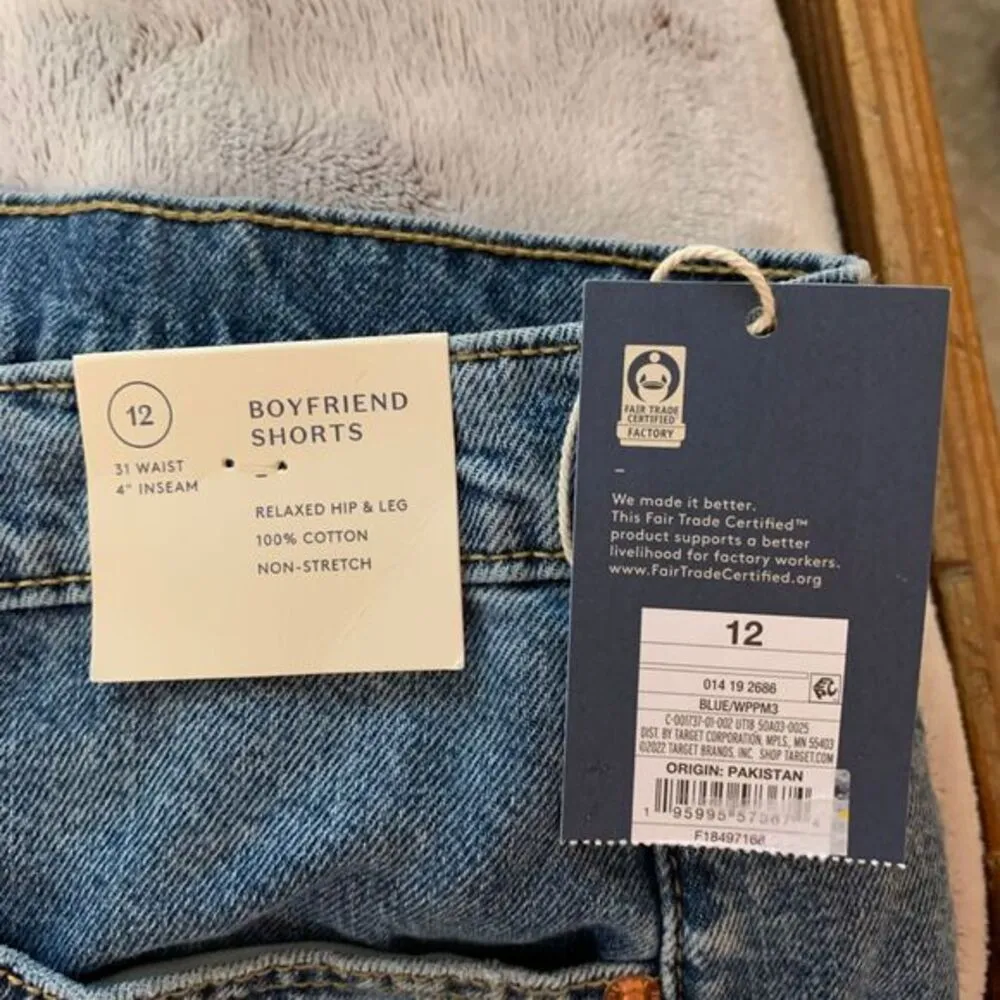 Universal Thread Shorts Womens Size 12 Blue High-Rise Boyfriend Denim Cotton NWT - Image 4