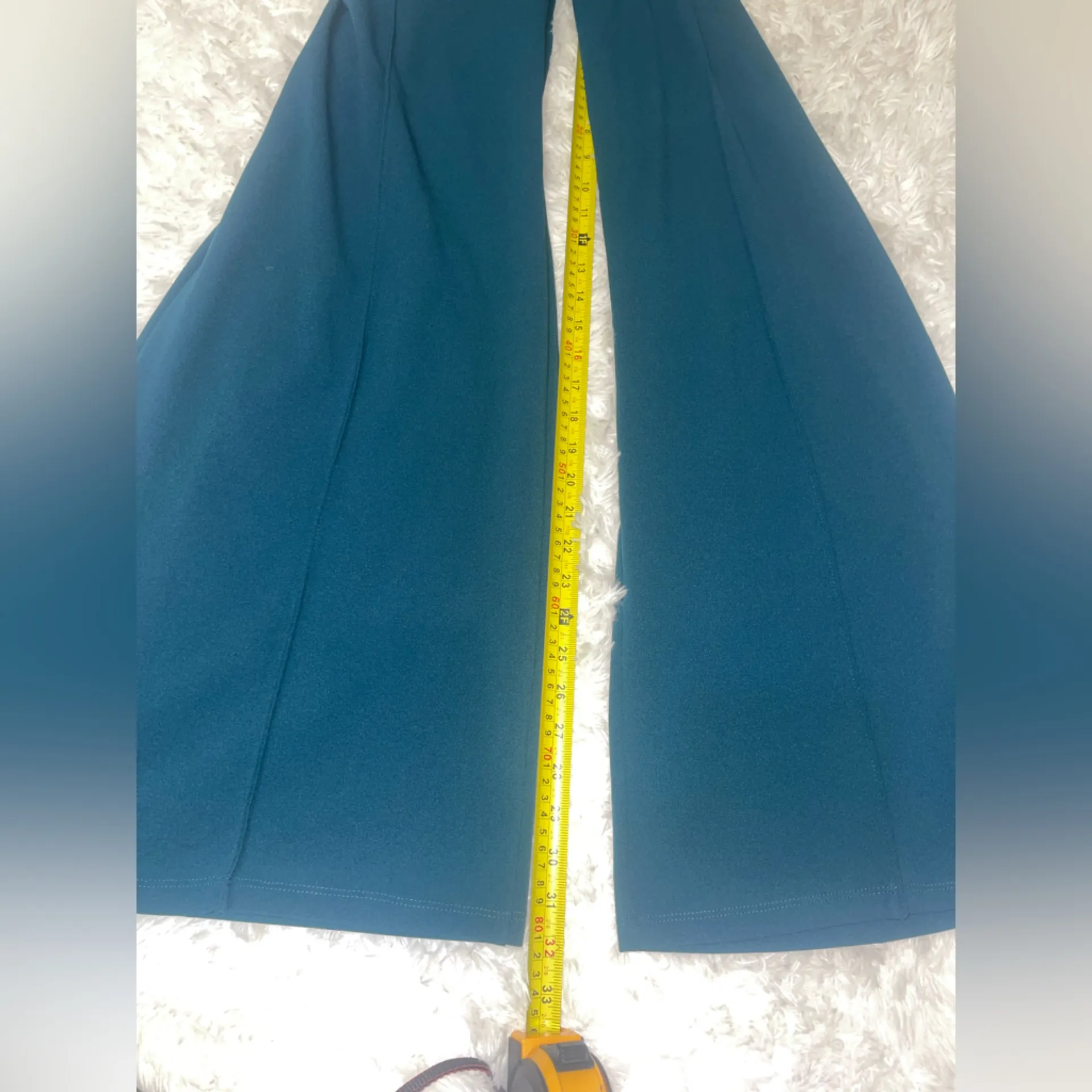 Cemi Ceri dark teal blue wide leg high waist pull on dress pants slacks EUC 2X - Image 5