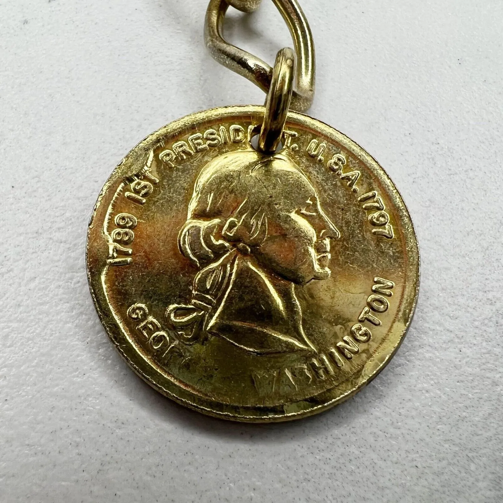 George Washington Coin Metal Chain Link Belt Small/Medium (S/M) ✨ Gold - Image 11