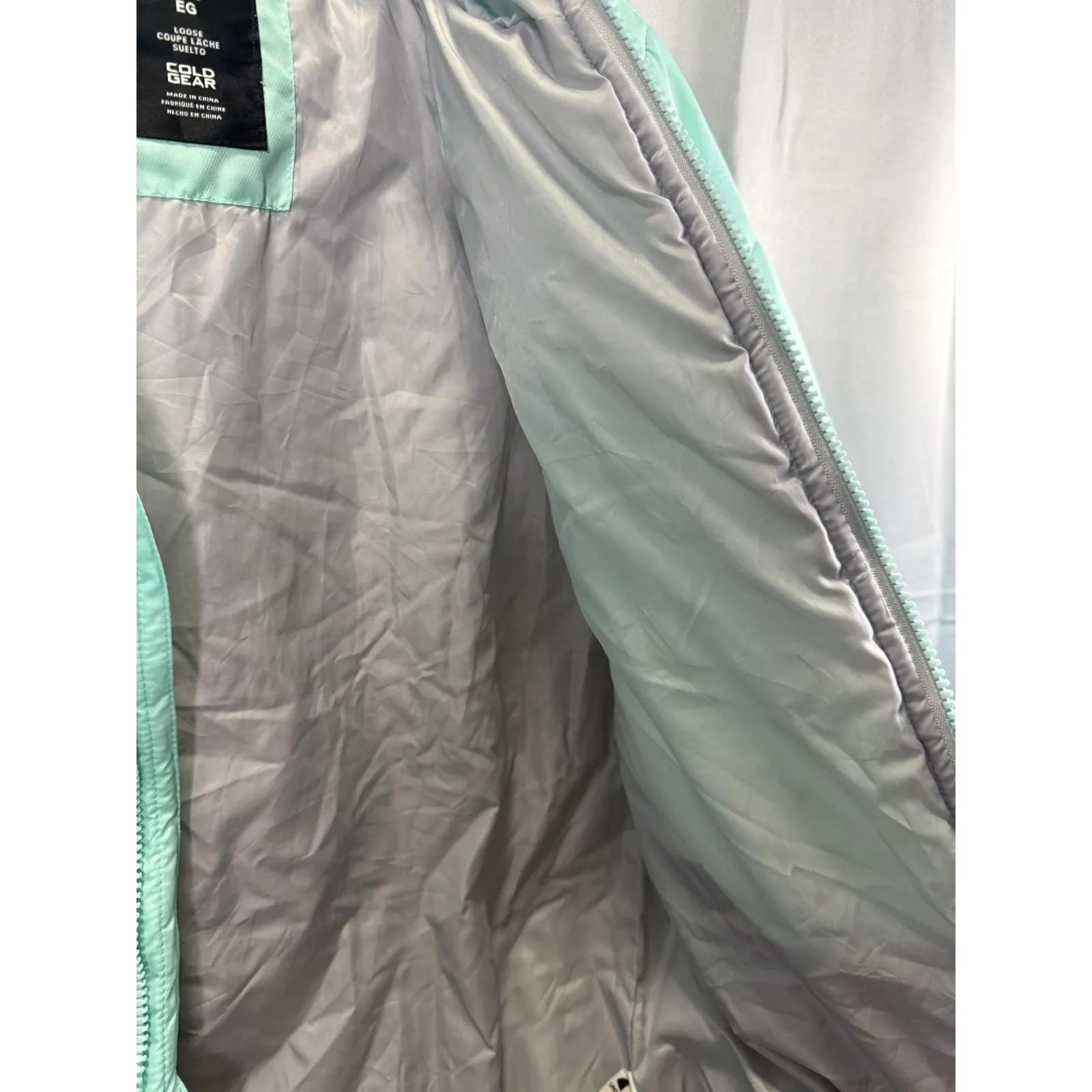 Under Armour Jacket Womens 2XL Mint Green ColdGear Hooded Quilted Puffer Coat - Image 4