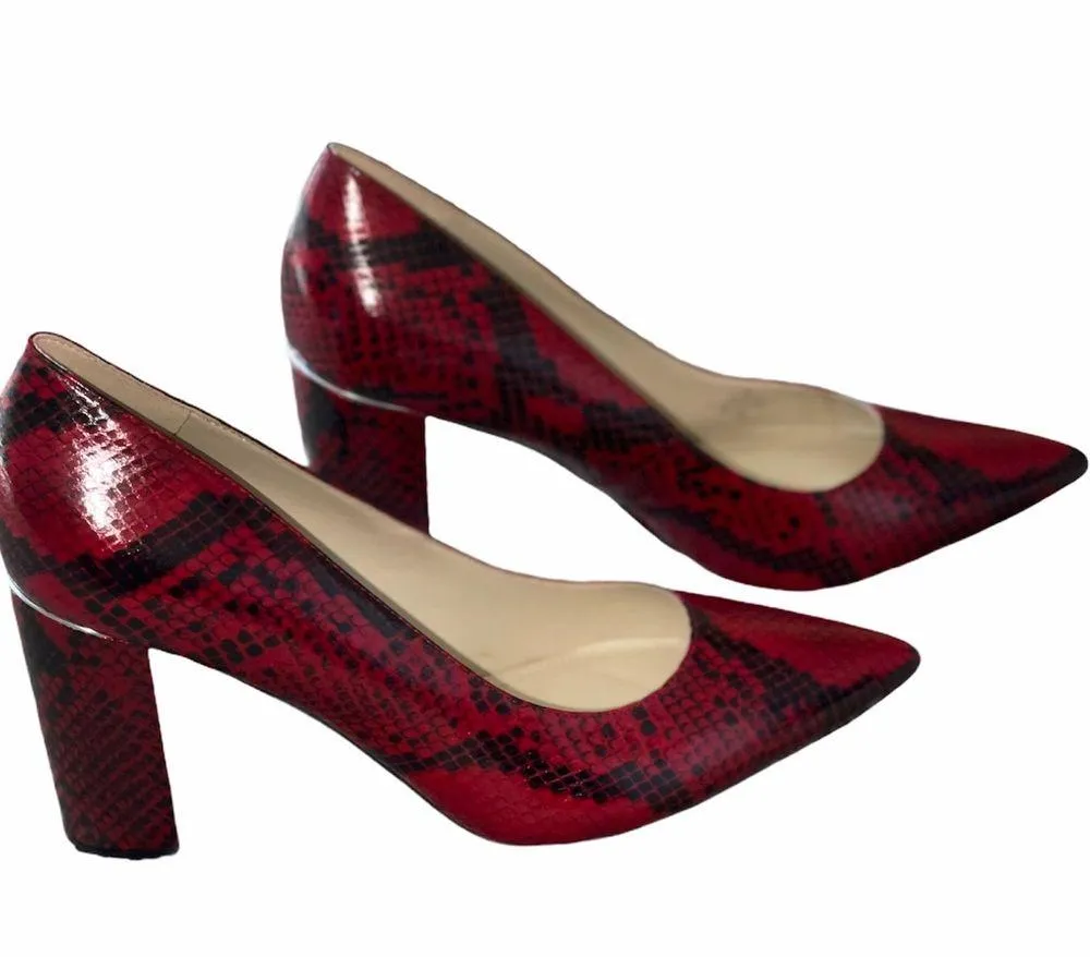 NEW MARC FISHER SNAKE PRINT Pump Heel Sandal Slip On - Image 8