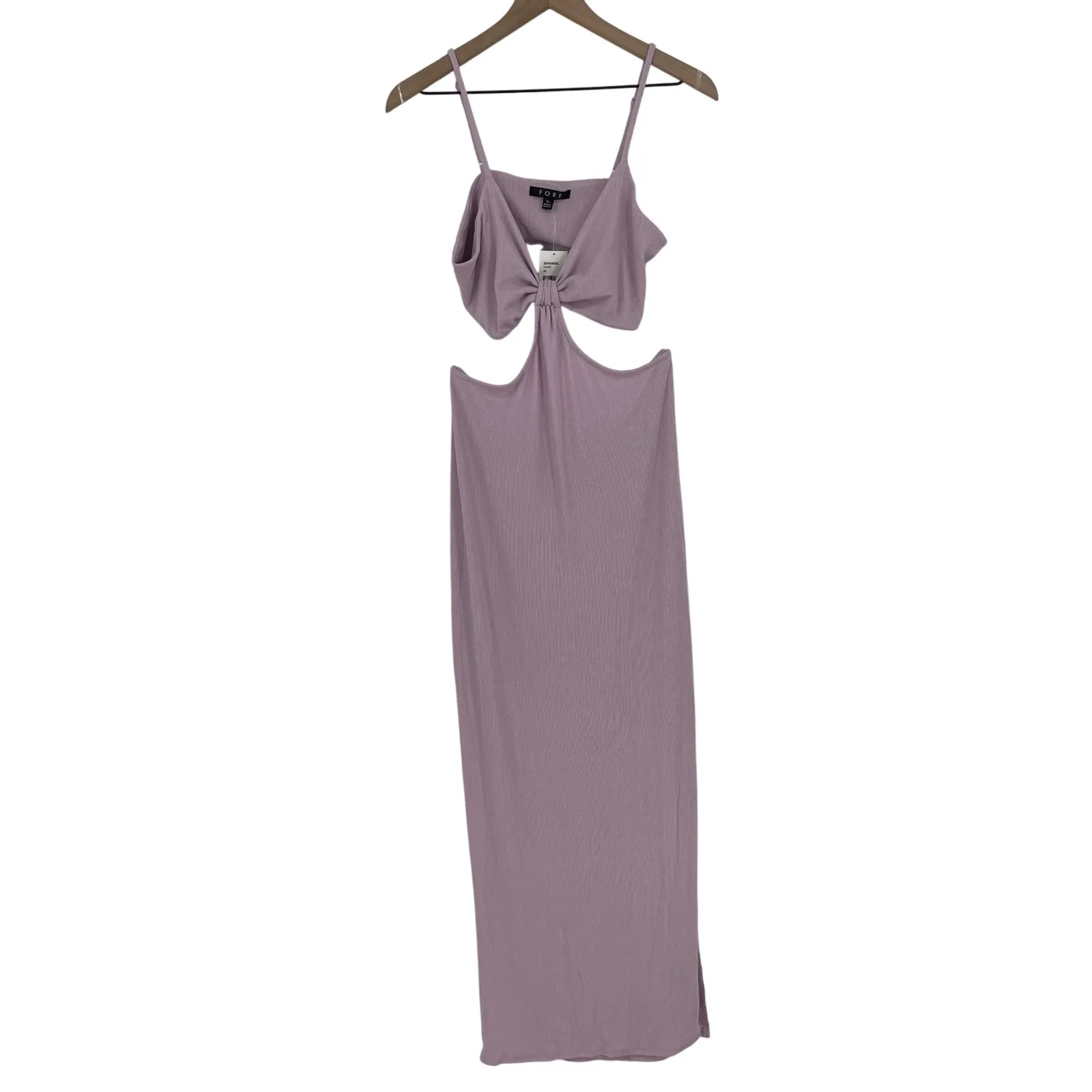 FORE Cut Out Twist Front Ribbed Maxi Dress Lilac XL Purple - Image 2