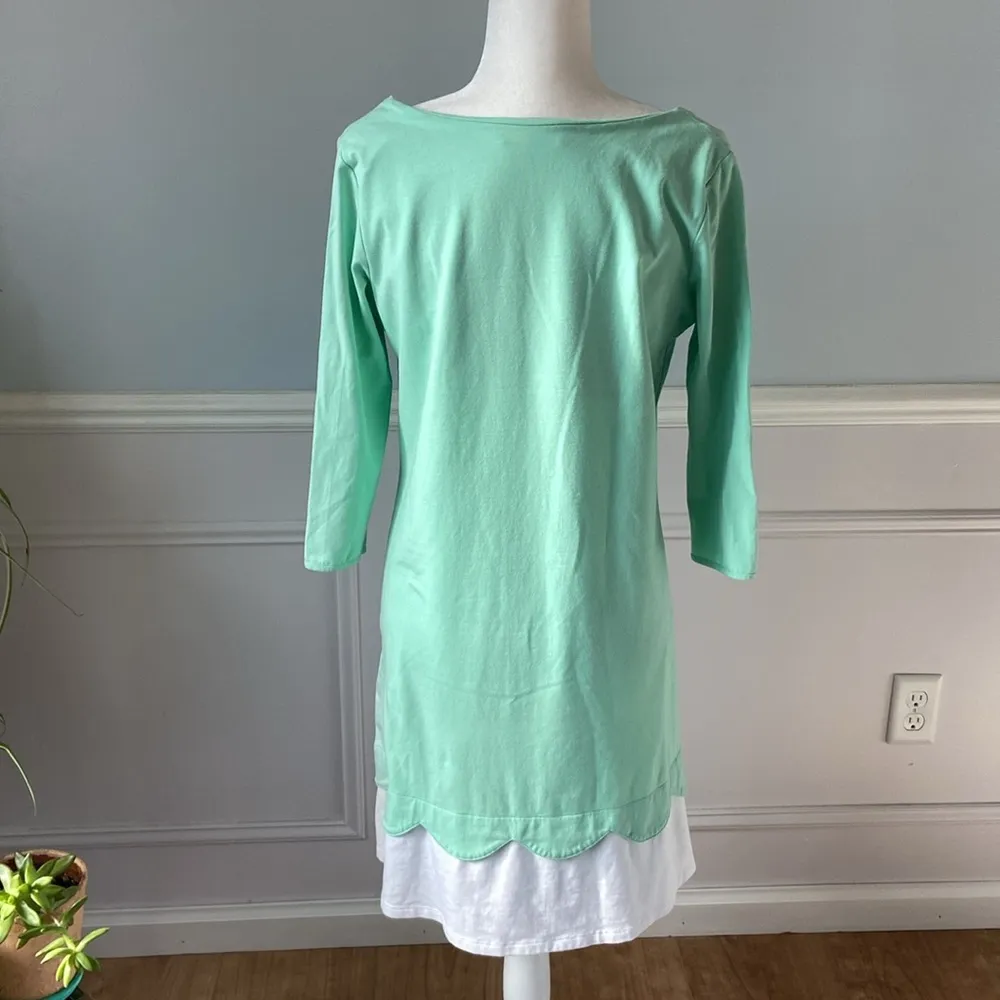 DUFFIELD LANE Newberry Dress Tea Knee Length Mint Green Size L Modal Size L - Image 8