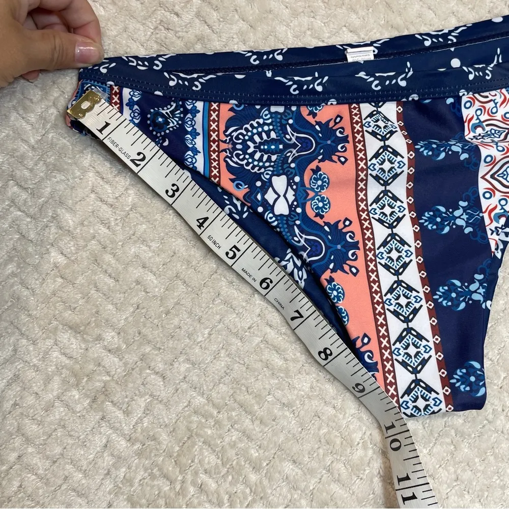 Reversible Blue Boho Chic Euro Summer Triangle Bikini top & bottom size small - Image 9