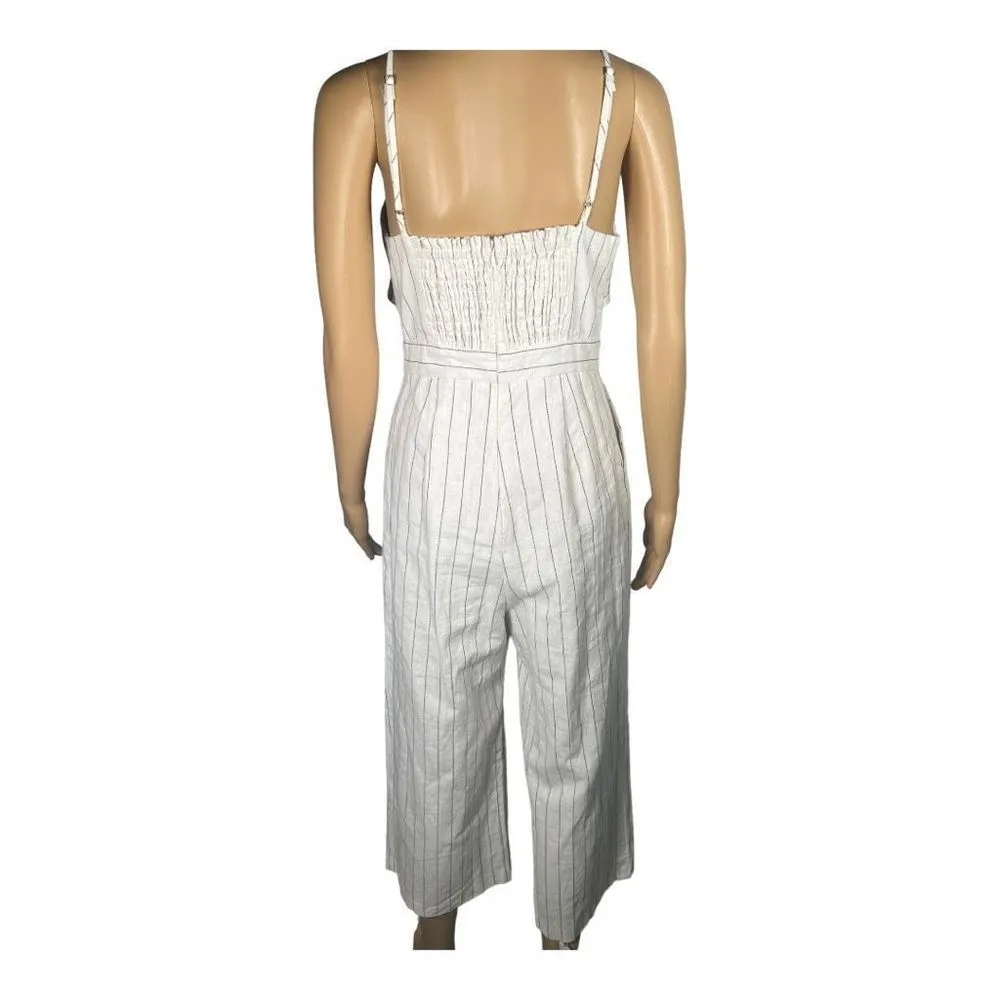 NWOT Lost + Wander Women's White Mini Zigzag Stripes Wide Leg Jumpsuit S… - Image 4