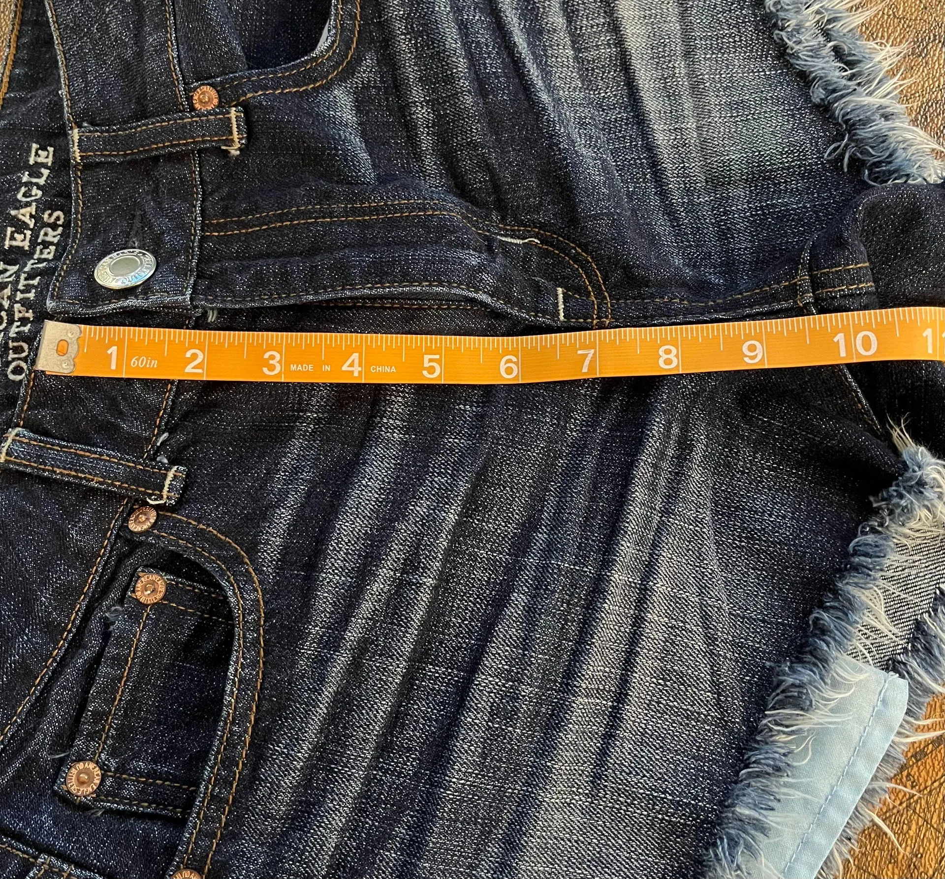 High Rise Dark Wash Festival Denim Short Raw Hem size 0 - Image 8