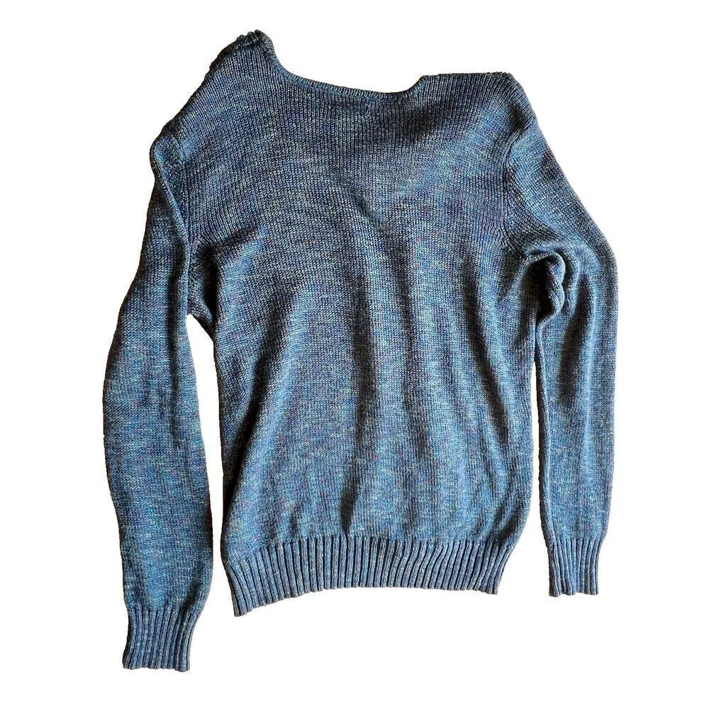 Laura Scott Cable Knit Sweater women V-Neck Pull Over long sleeve Size XL blue - Image 5