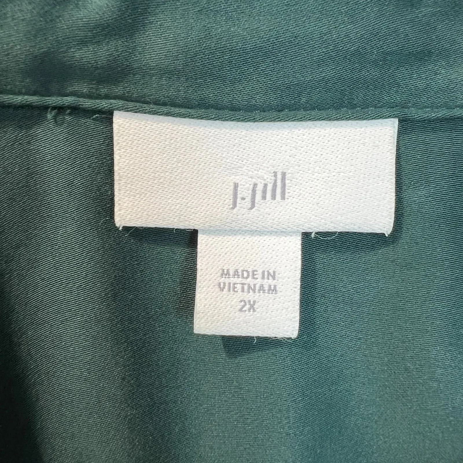 J Jill Blouse Top Womens 2X Green Button Up Long Sleeve Relaxed Fit V - Image 9