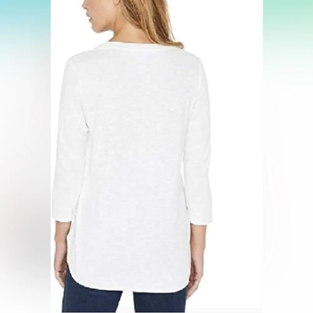 Kirkland Signature Ladies' Cotton Slub White 3/4 Length Sleeve Tee Size XL - Image 3