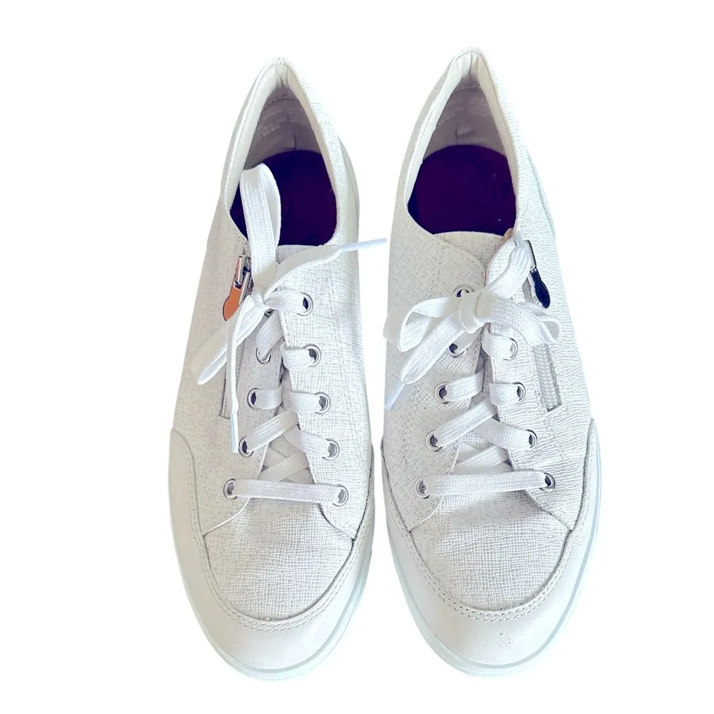 Munro Gabbie Leather White Grey Gabbie Zipper detail Sneaker 9.5 - Image 2
