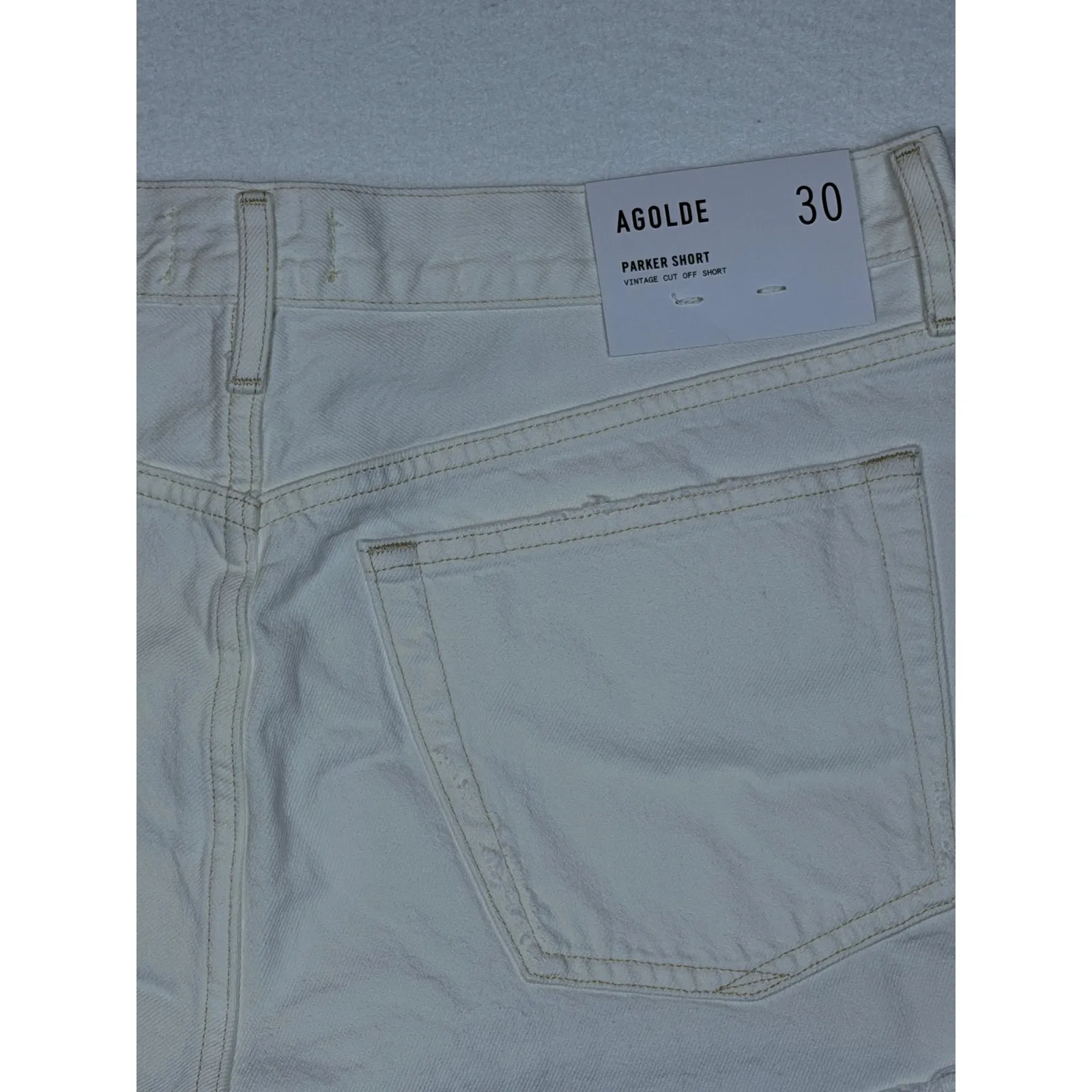 AGOLDE Parker Vintage Cut Off Shorts White Distressed Frayed Hem Size 30 - Image 10