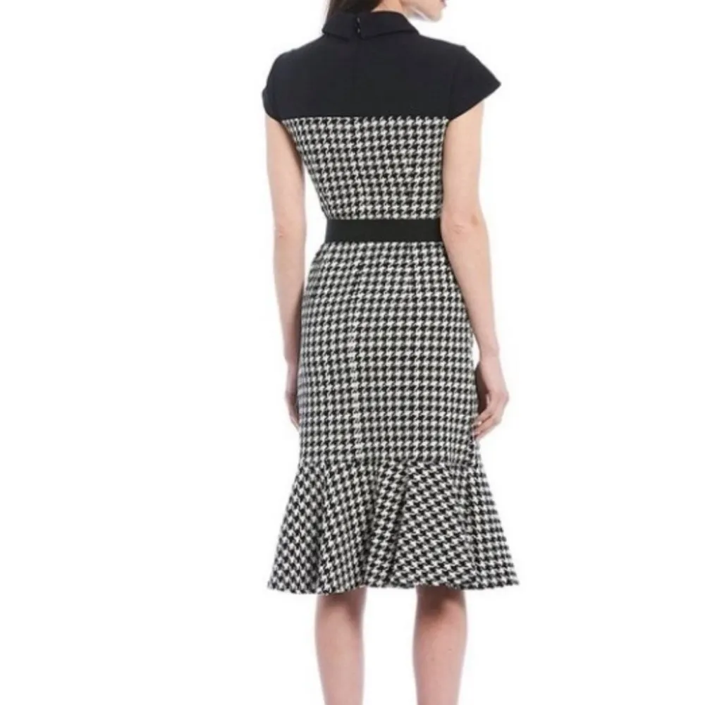 Maggy London Houndstooth Belted Flounced Sheath Dress Size 12P NWT - Image 2