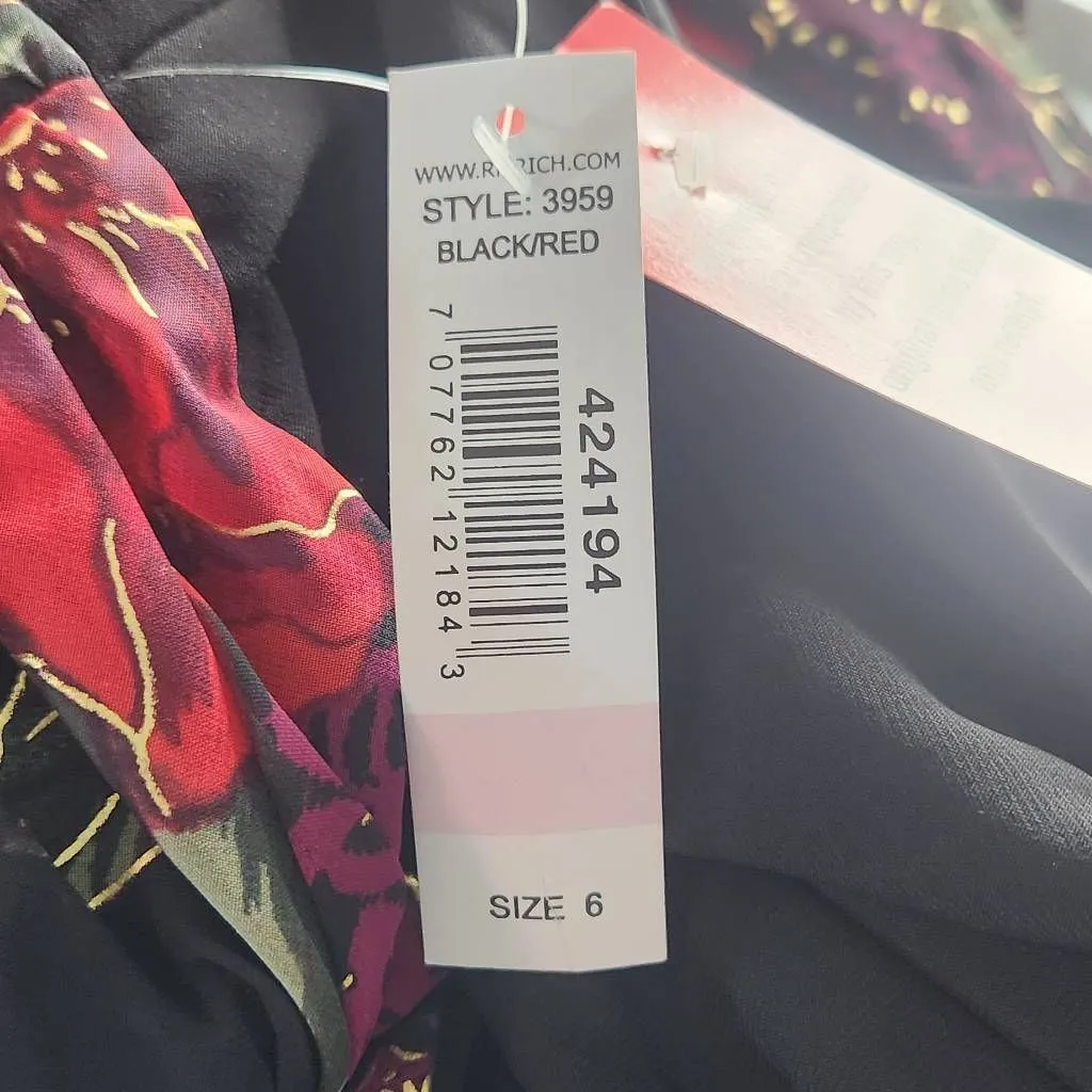 R&M Richards Black and Red Floral Cocktail Jumpsuit NWT Size 6 Wedding Guest - Image 8