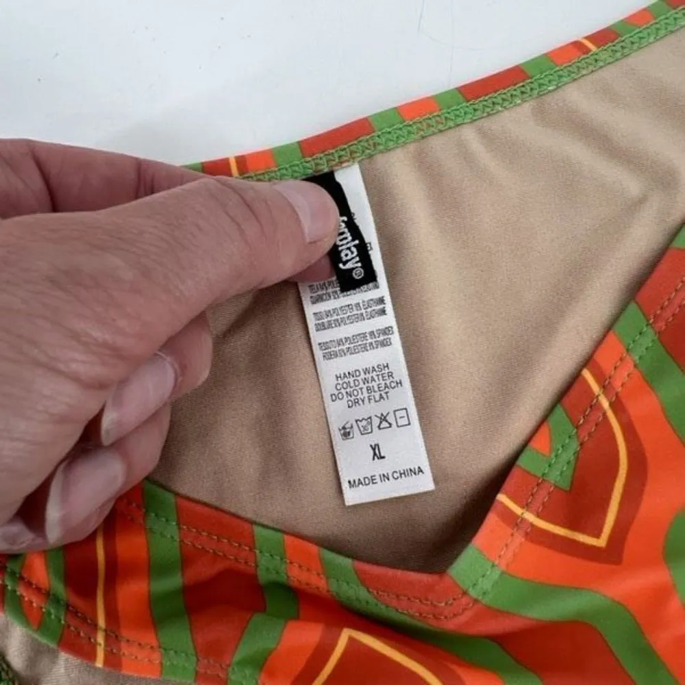 NWT Forplay TRINIDAD‎ VINTAGE BIKINI Geometric 70s Retro Style XL Orange Green Orange - Image 5