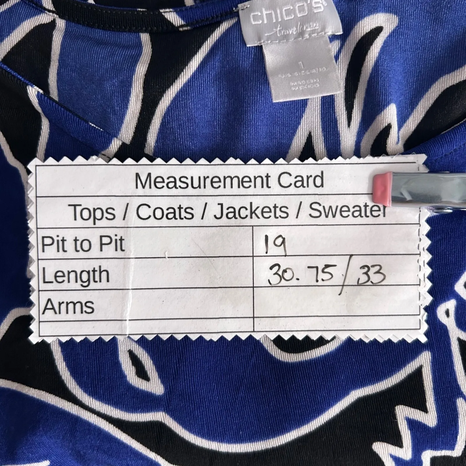 Chicos Travelers Womens Tunic Size M or 1 Art To Wear Artsy Slinky Knit Eclectic - Image 12