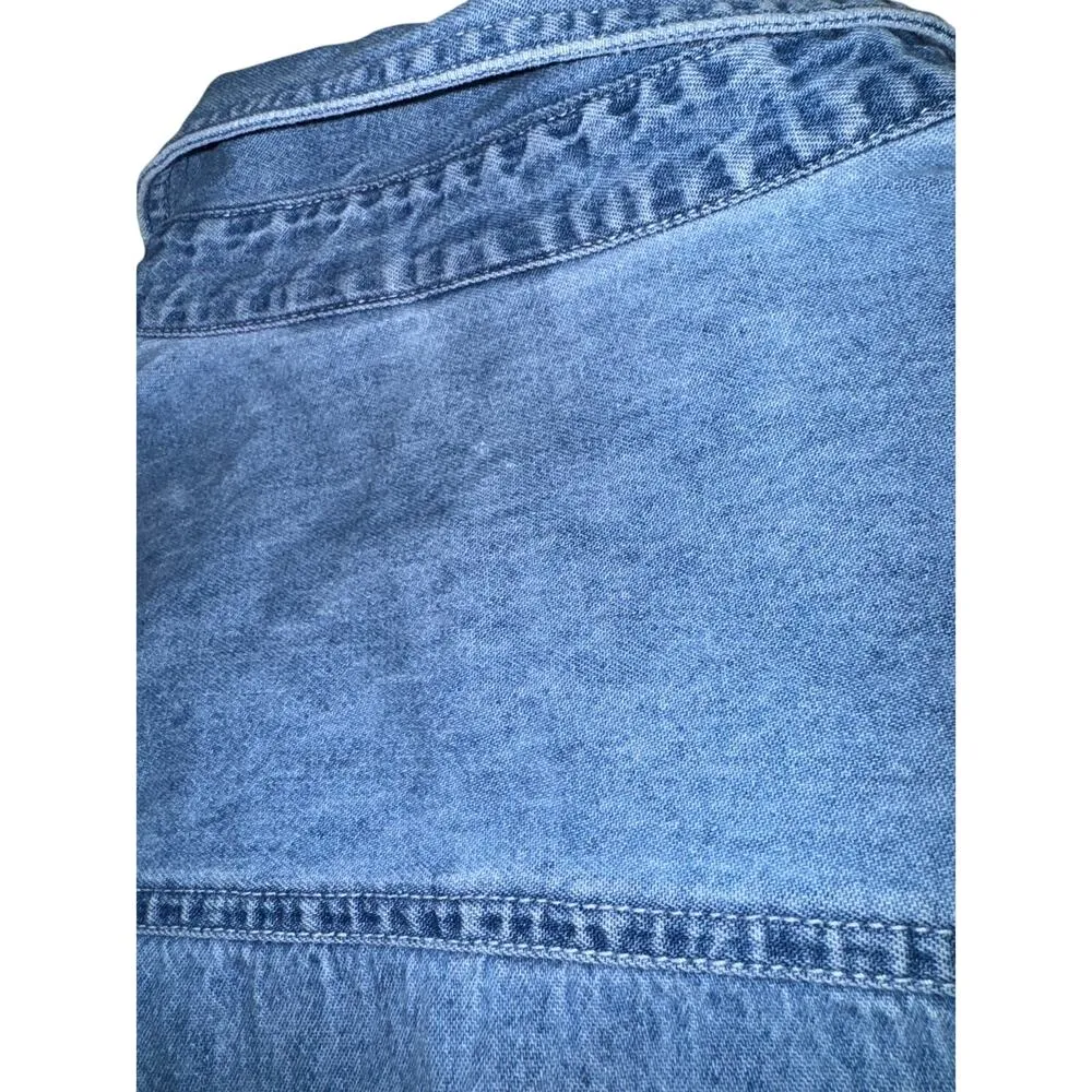 Vintage Tweety Bird Chambray Button Up Top Women's 2XL Embroidered Y2K Relaxed - Image 5