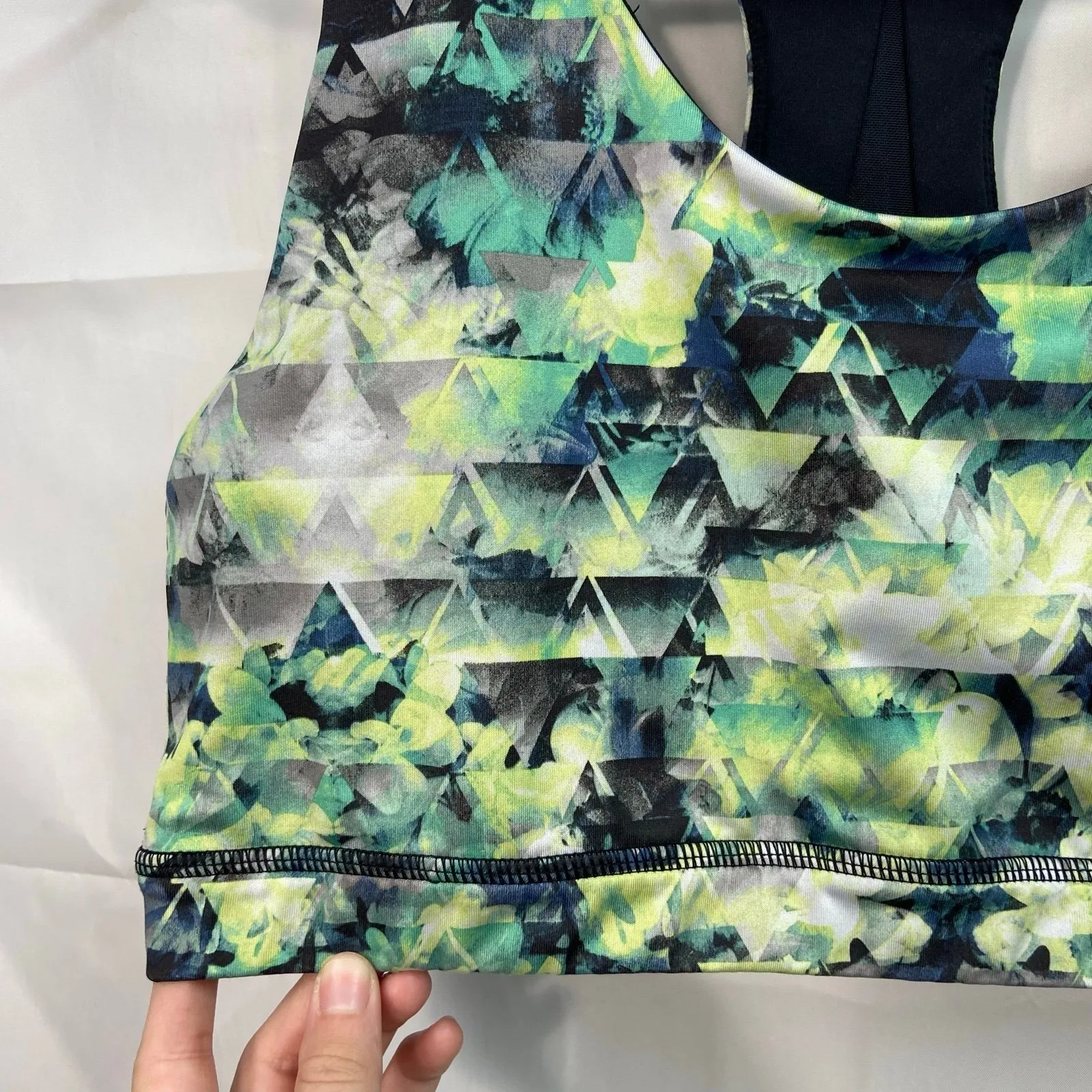 Everlast women's green geometric mesh racerback sports bra athletic activewear L - Image 2