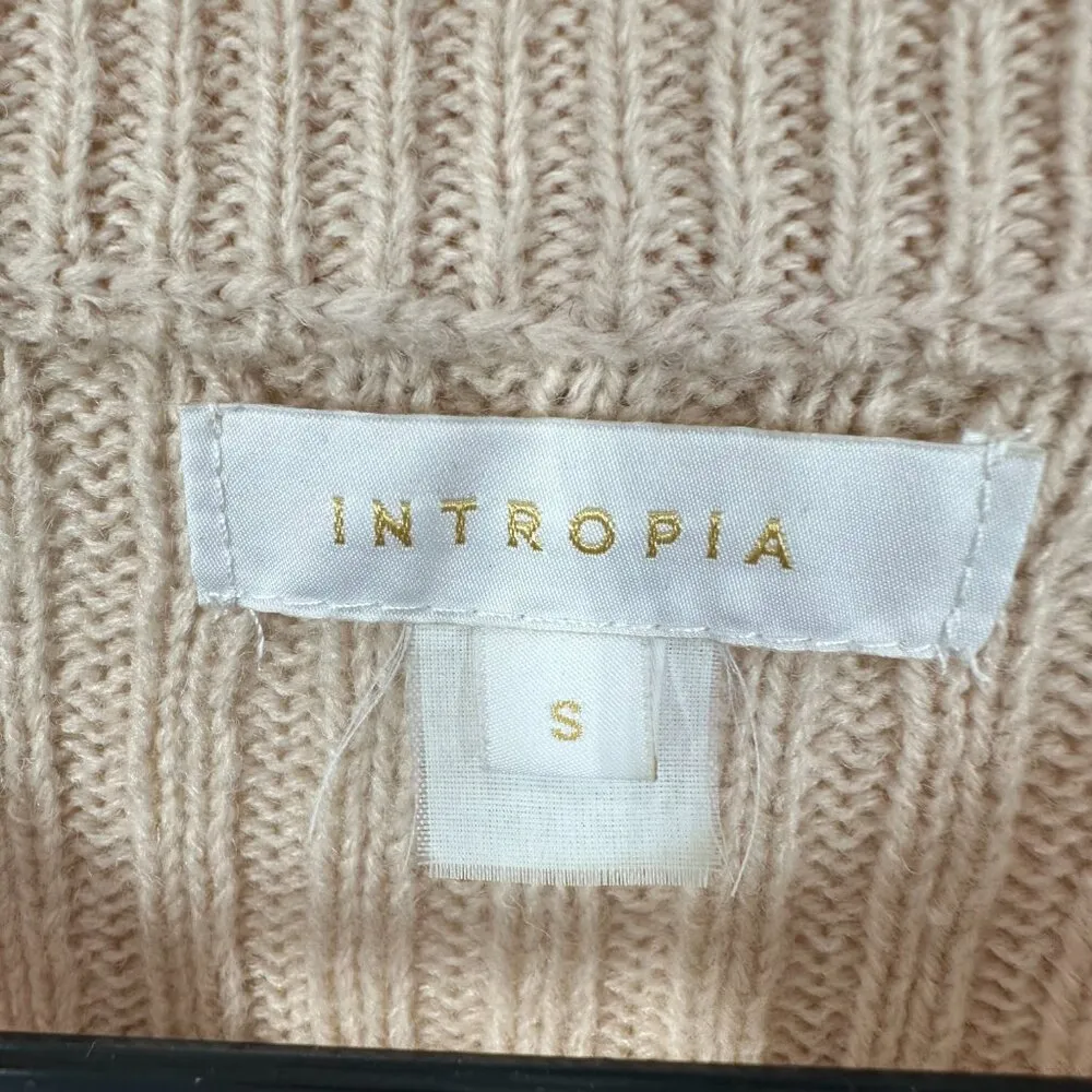 Intropia Italian Wool Beige Cable‎ Knit Braided Crewneck Sweater Quiet Luxury Tan - Image 5