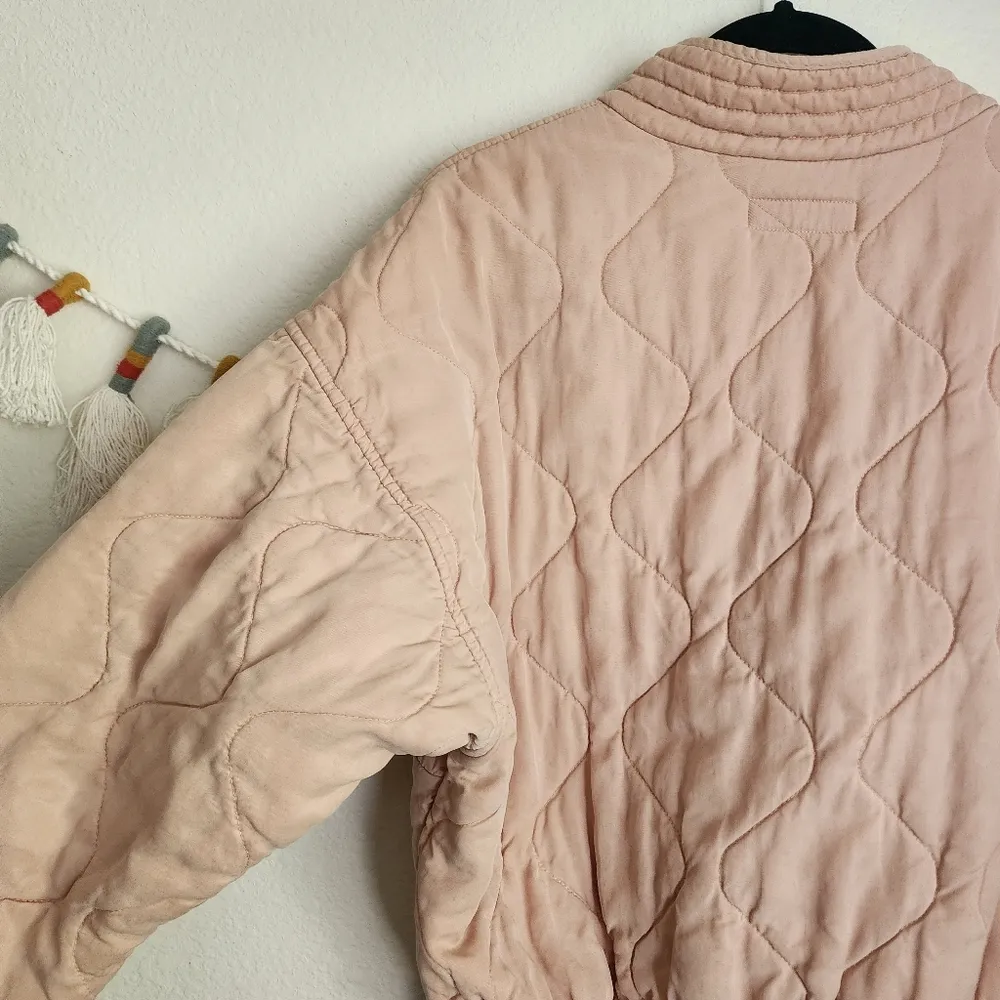 BLANK NYC Tencel Pink Drop Shoulder Quilted Oversize Jacket Boho Chic Fall M - Image 5