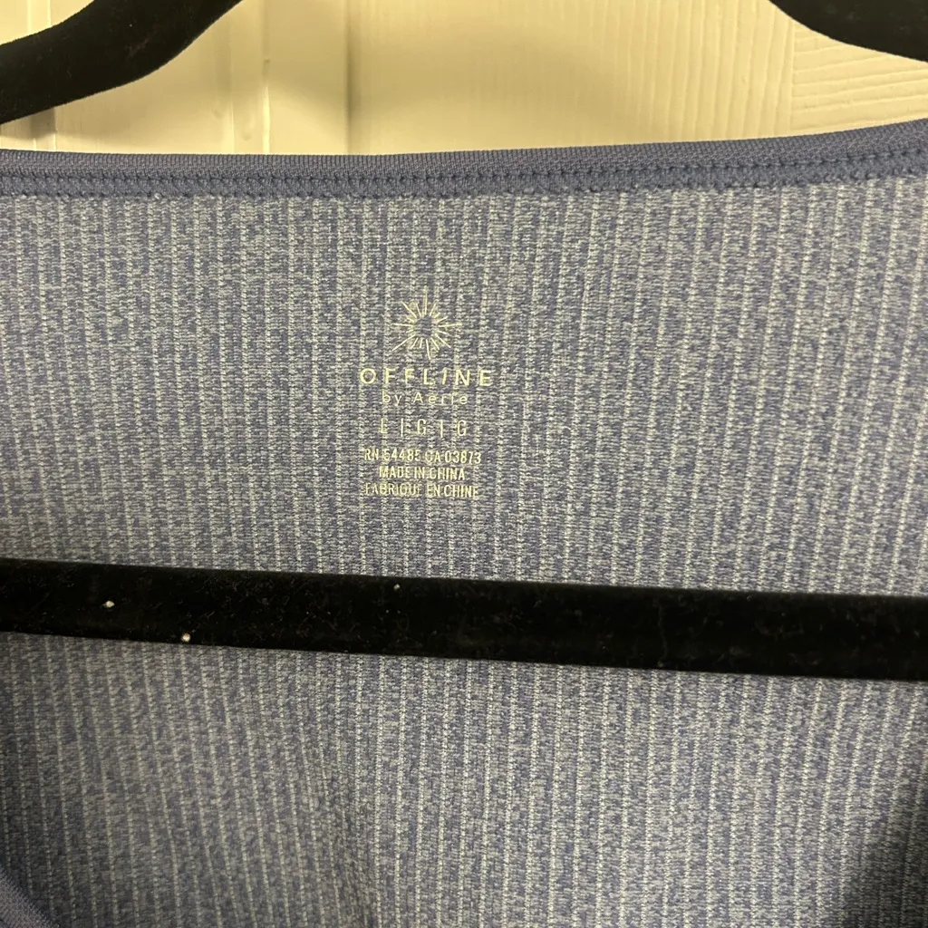 Aerie Women's Blue Ribbed Crop Top - Image 2