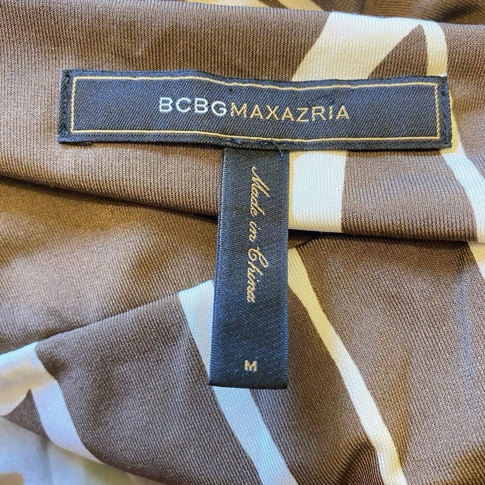 BCBGMAXAZRIA Women's Sleeveless V Neck Floral Mini Dress Brown Medium Flounce - Image 5