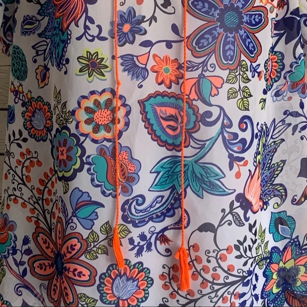 Milly  For DesignNation Colorful Sheer Tunic Blouse - Image 10