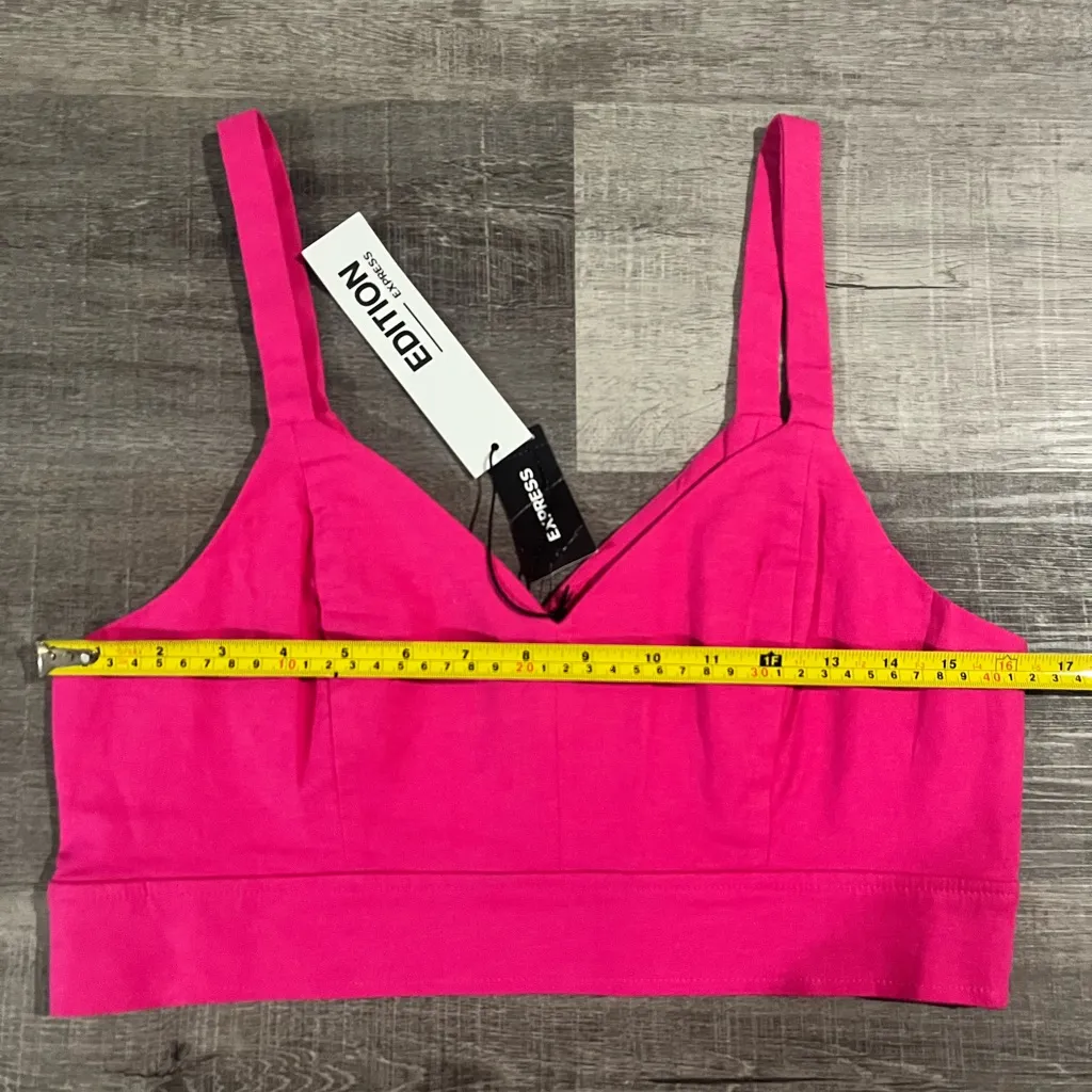 EXPRESS Editions Linen Blend Cropped Tank Top - Image 5